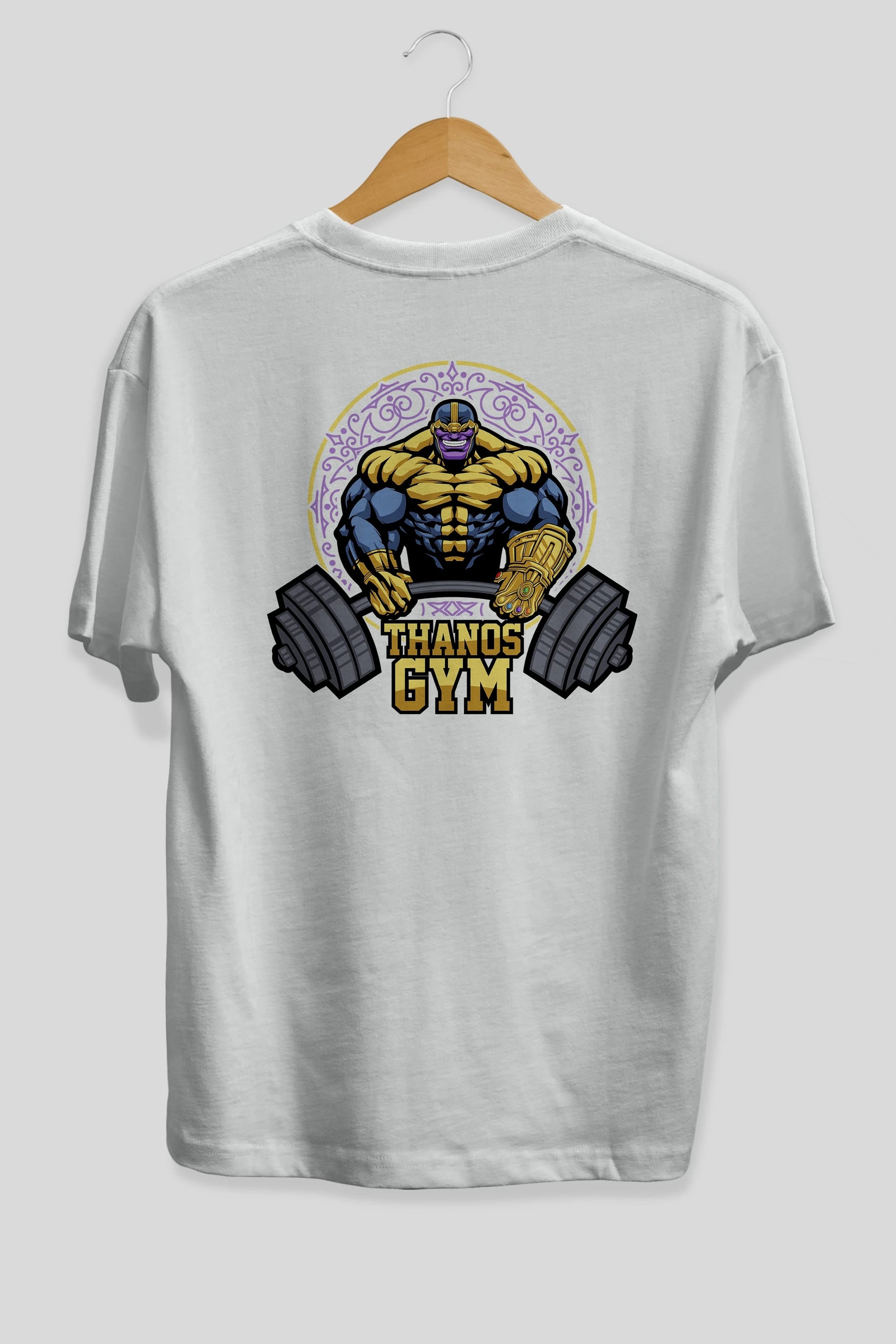 Thanos GYM Arka Baskılı Oversize t-shirt Erkek Kadın Unisex %100 Pamuk Bisiklet Yaka tişort