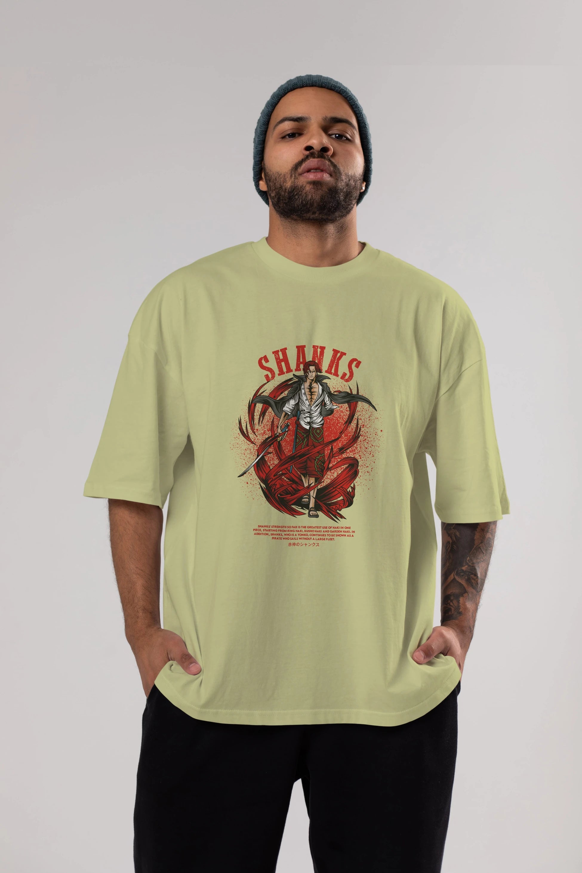 Shanks Anime Ön Baskılı Oversize t-shirt %100 pamuk Erkek Kadın Unisex