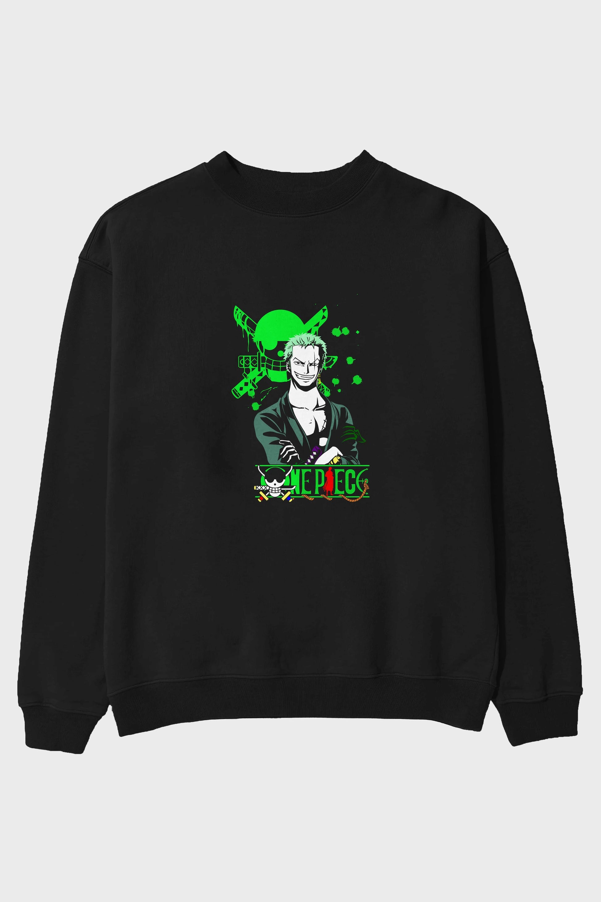 Roronoa Zoro 2 Ön Baskılı Anime Oversize Sweatshirt Erkek Kadın Unisex