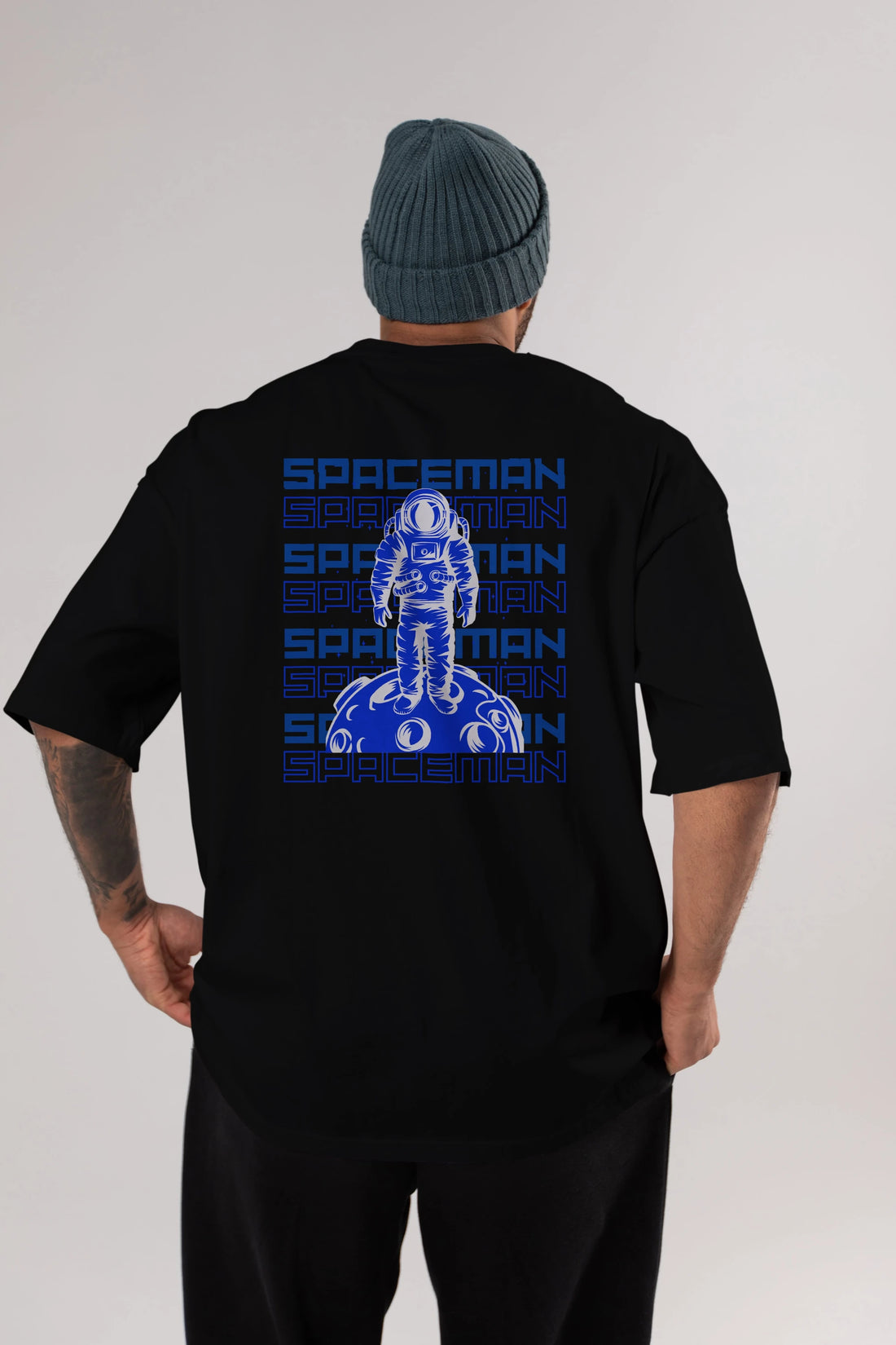 Spaceman Yazılı Arka Baskılı Oversize t-shirt Erkek Kadın Unisex