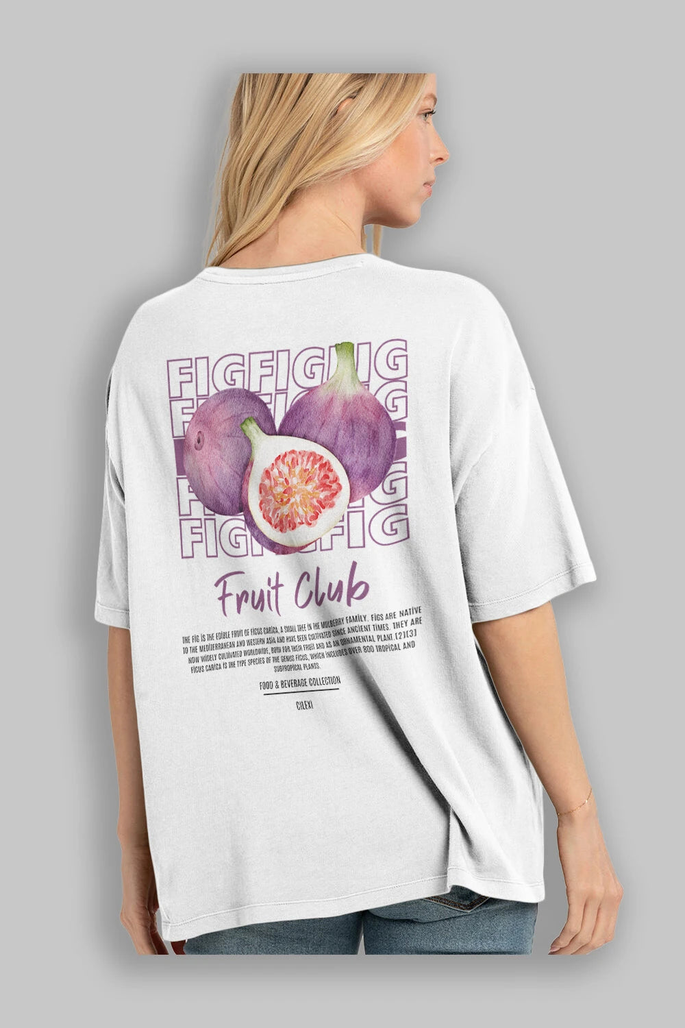 Fig Arka Baskılı Oversize t-shirt Erkek Kadın Pamuk Bisiklet Yaka tişort