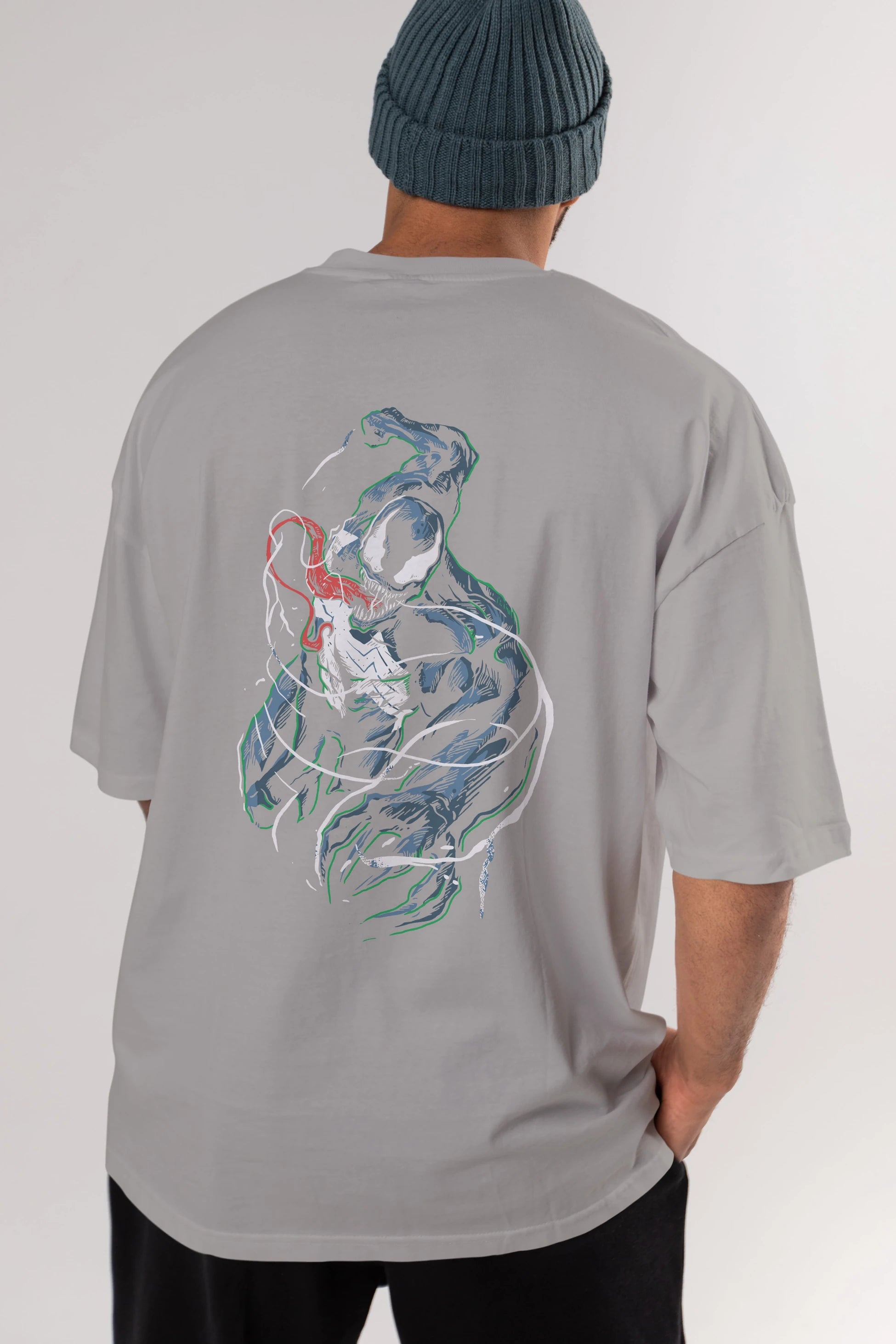 Venom (5) Arka Baskılı Oversize t-shirt Erkek Kadın Unisex %100 Pamuk Bisiklet Yaka tişort