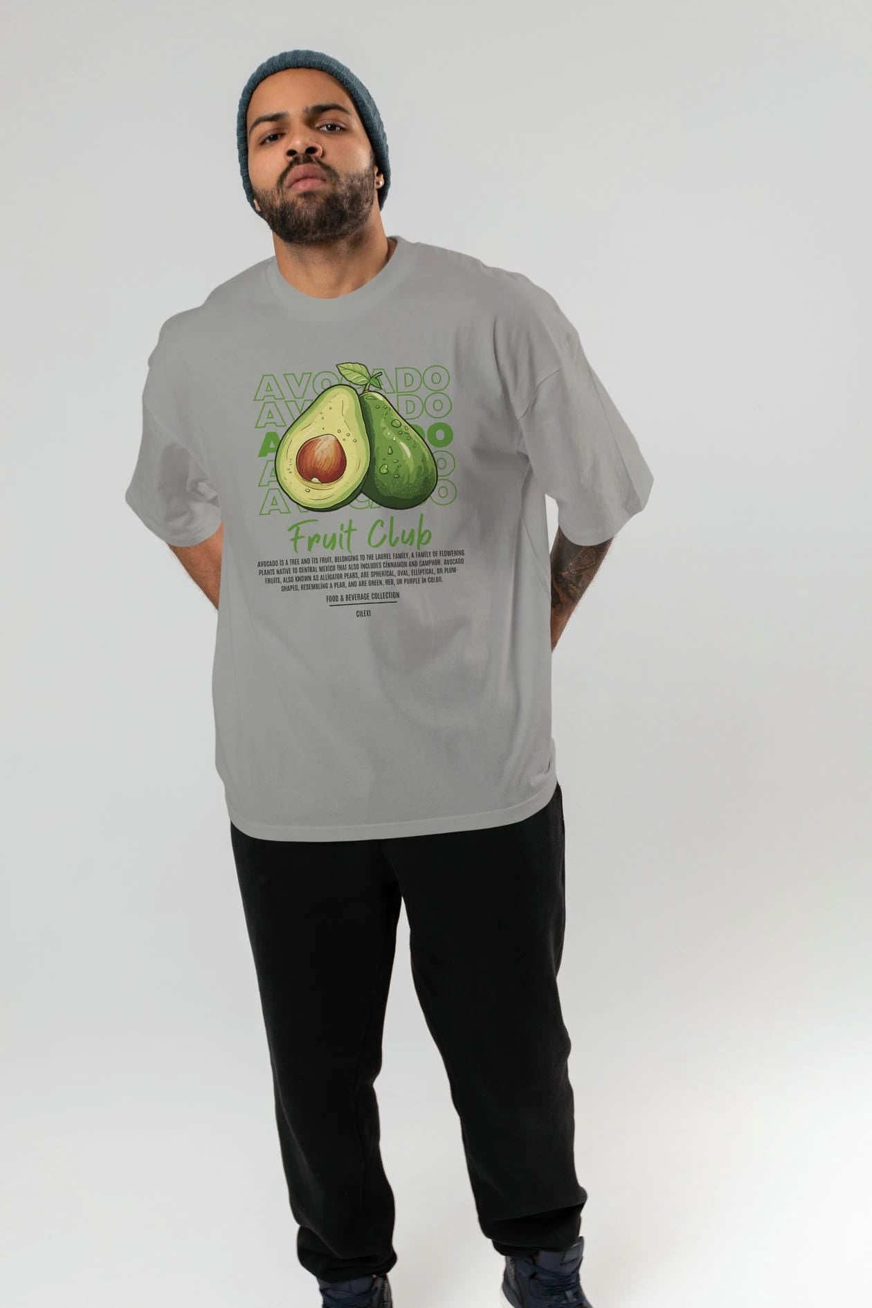 Avocado Ön Baskılı Oversize t-shirt Erkek Kadın Pamuk Bisiklet Yaka tişort