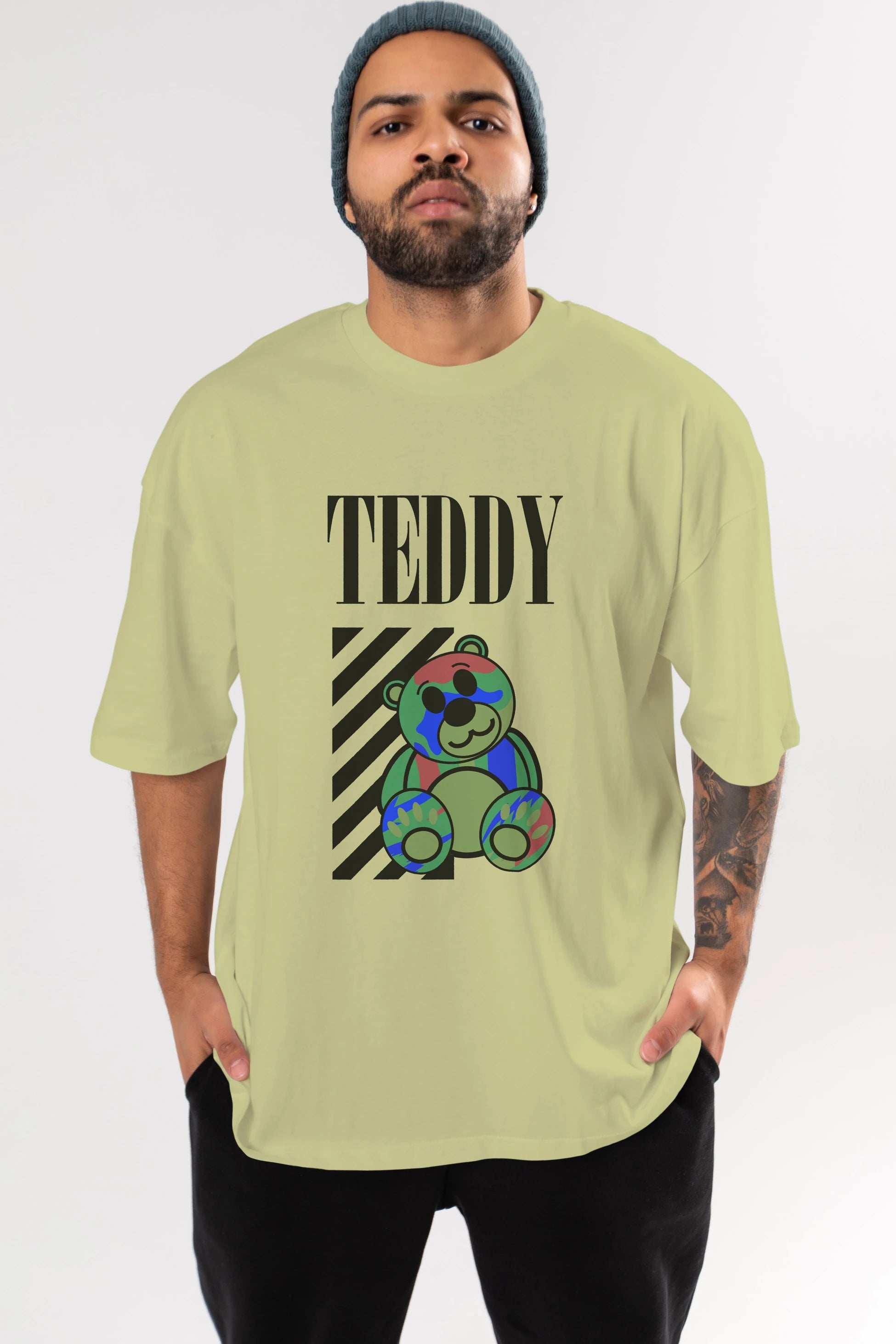 Teddy Bear 2 Ön Baskılı Oversize t-shirt Erkek Kadın Unisex
