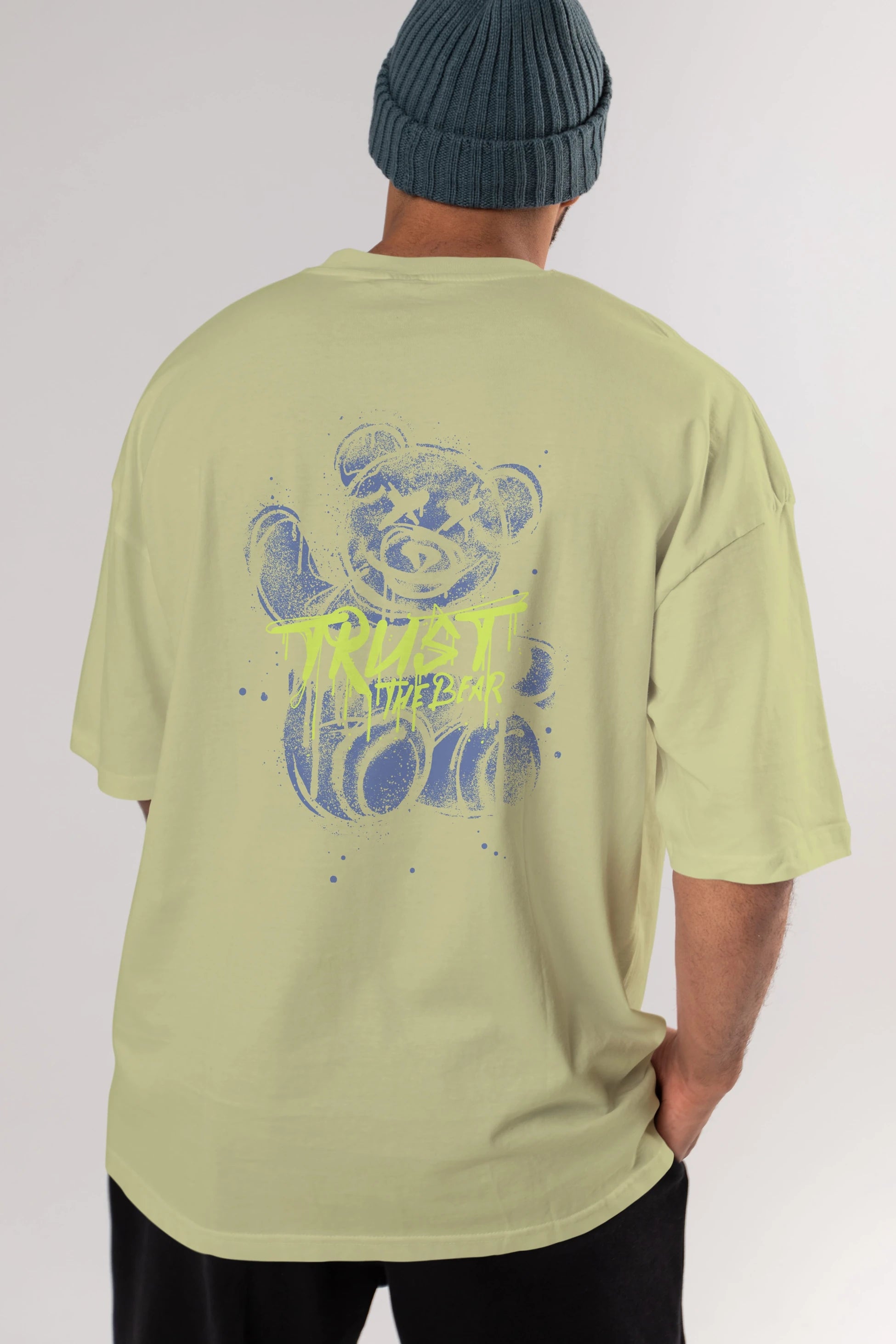 Trust The Bear 4 Arka Baskılı Oversize t-shirt Erkek Kadın Unisex