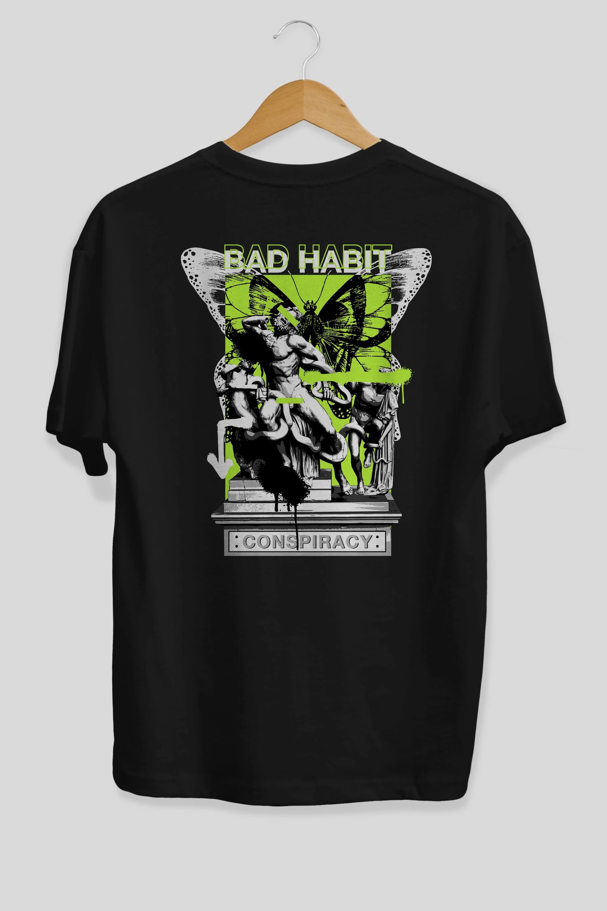 Bad Habit Arka Baskılı Oversize t-shirt Erkek Kadın Unisex