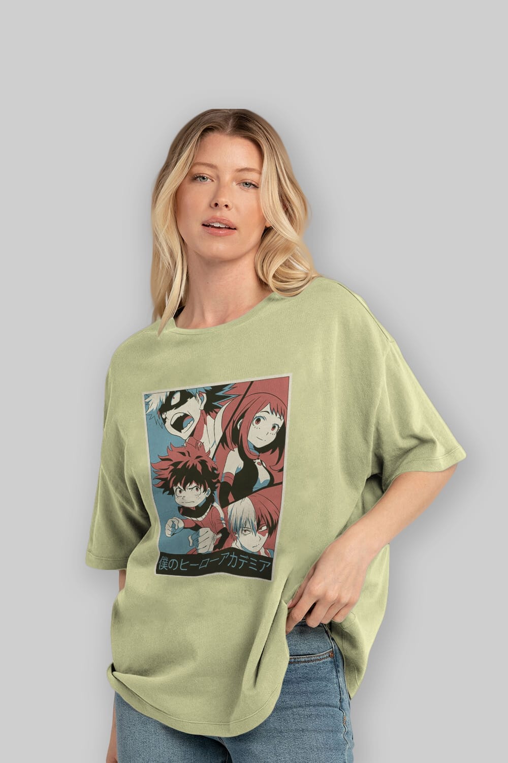 BokuNoHero Anime Ön Baskılı Oversize t-shirt %100 pamuk Erkek Kadın Unisex