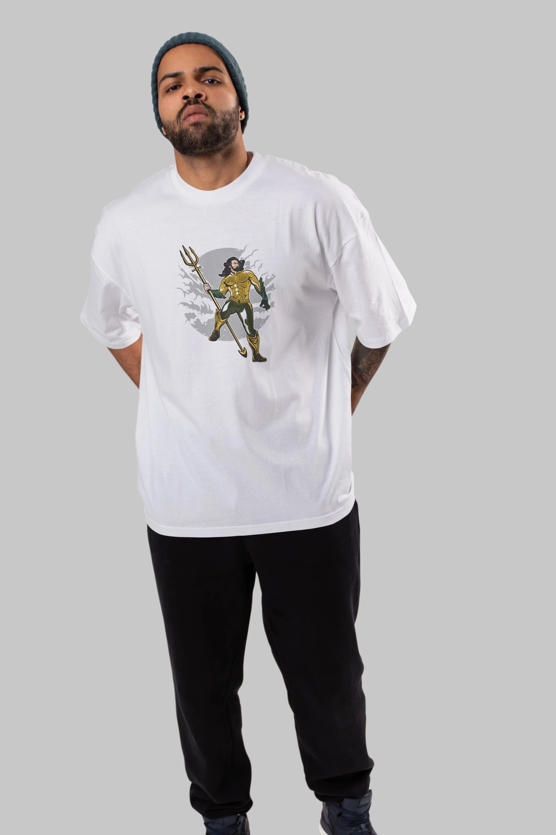 AQUAMAN Ön Baskılı Oversize t-shirt Erkek Kadın Unisex %100 Pamuk tişort