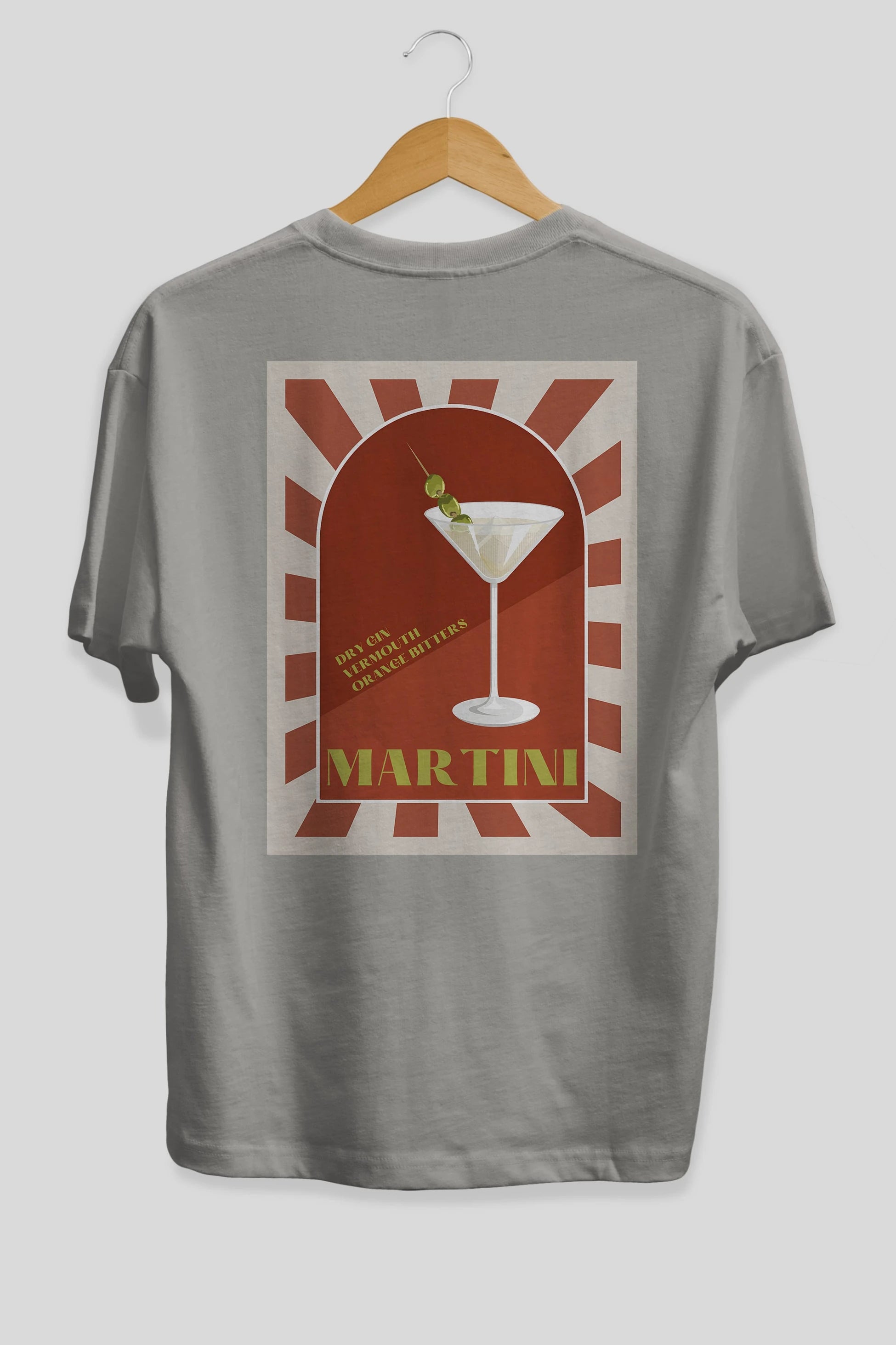 Martini 2 Arka Baskılı Oversize t-shirt Erkek Kadın Unisex %100 Pamuk Bisiklet Yaka tişort