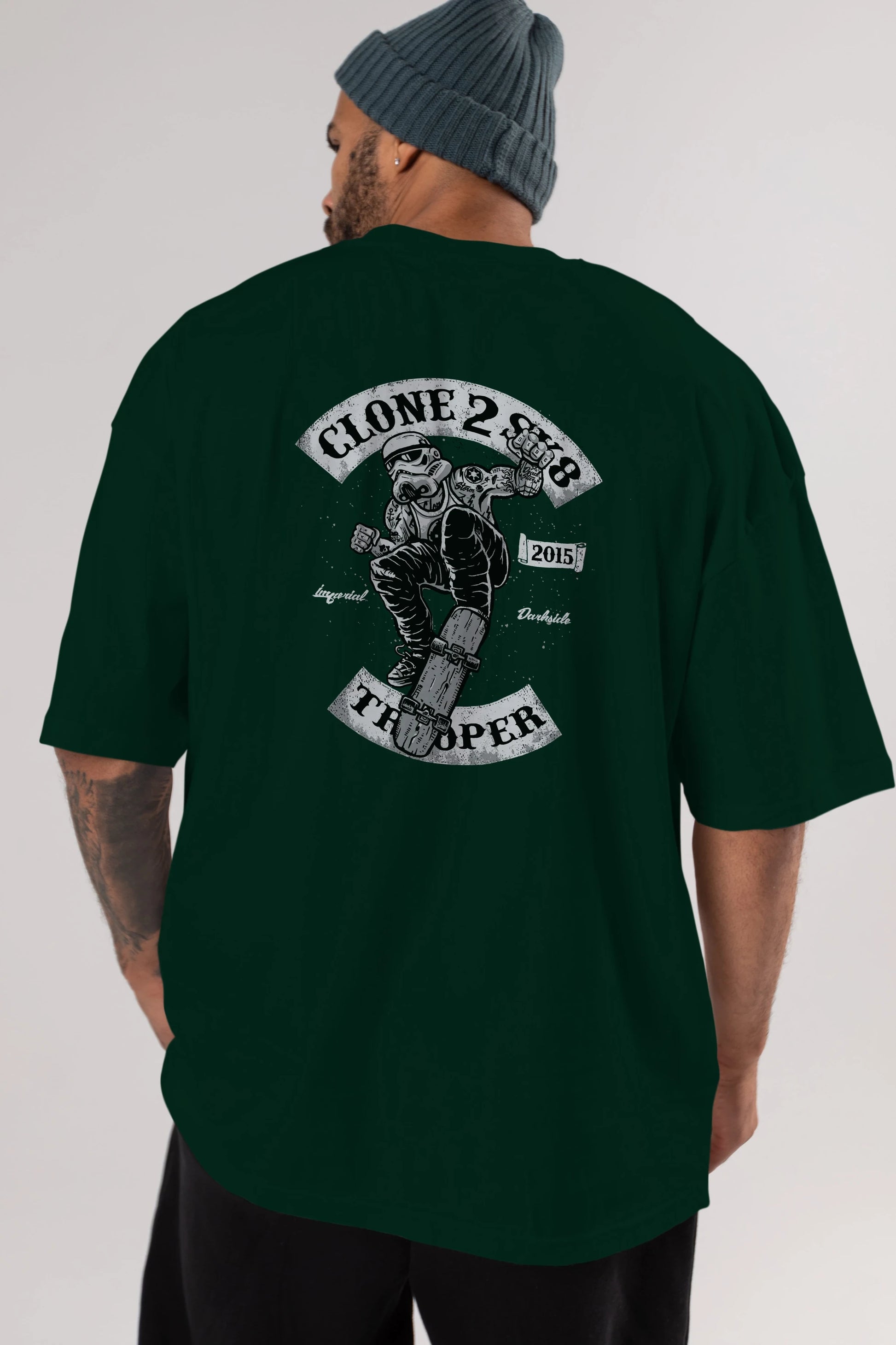 Clone 2 Sk8 Arka Baskılı Oversize t-shirt Erkek Kadın Unisex %100 Pamuk