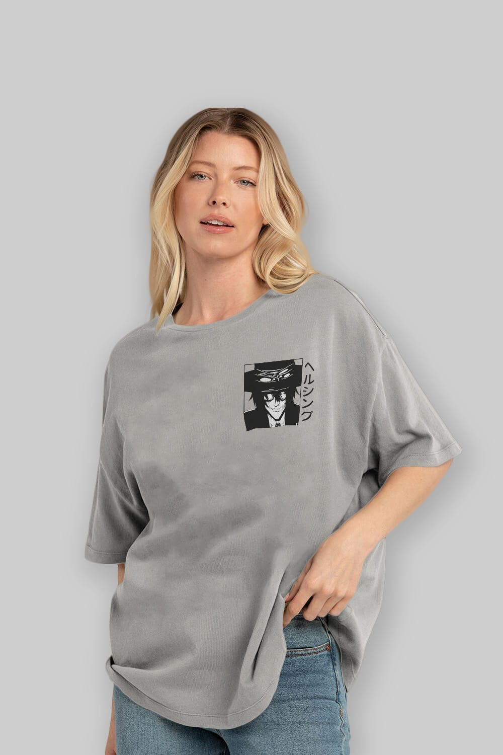 Alucard 1 Ön Sol Baskılı Oversize t-shirt Erkek Kadın Unisex %100 Pamuk Bisiklet Yaka tişort