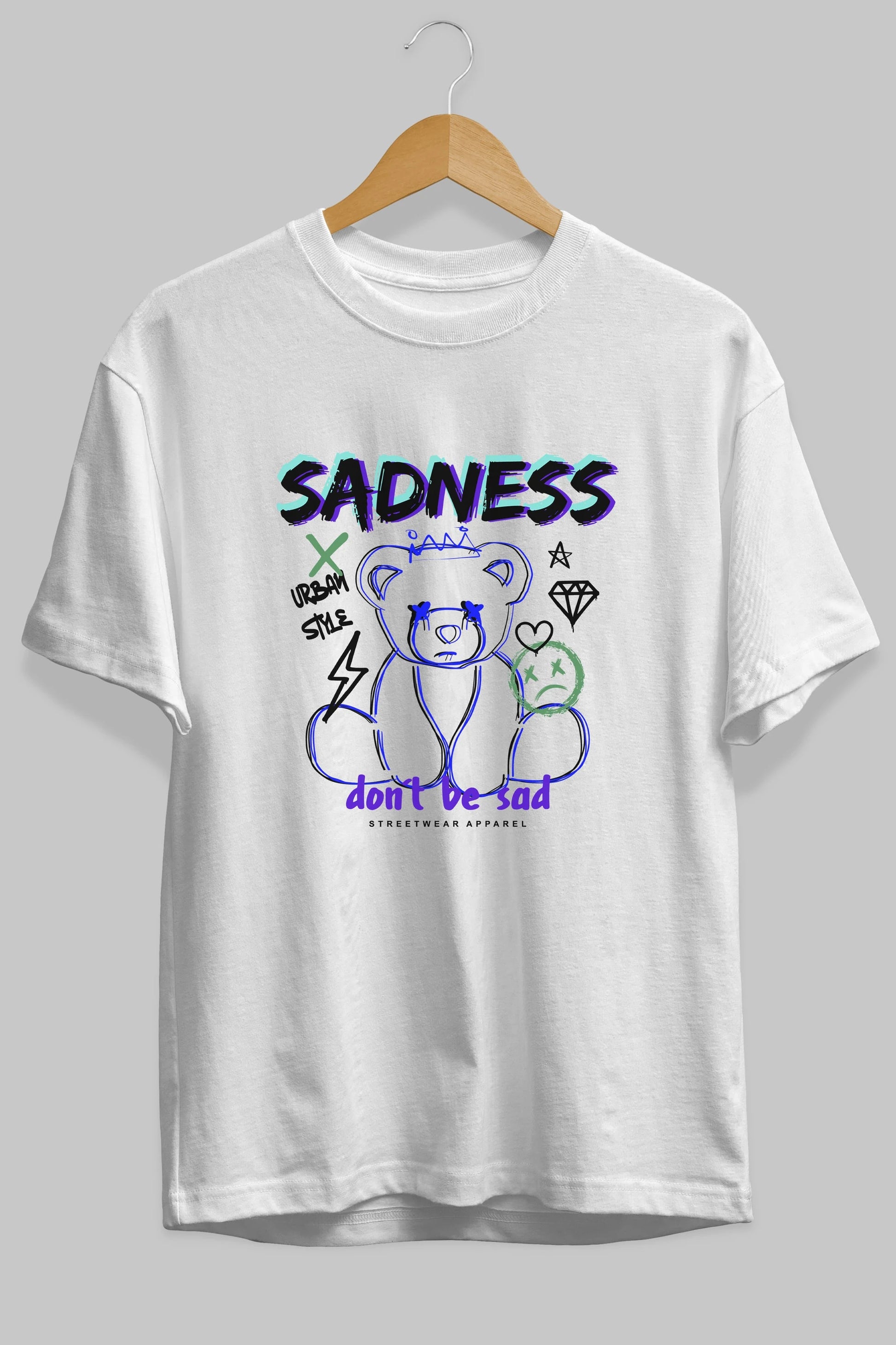 Teddy Bear Sadness Ön Baskılı Oversize t-shirt Erkek Kadın Unisex