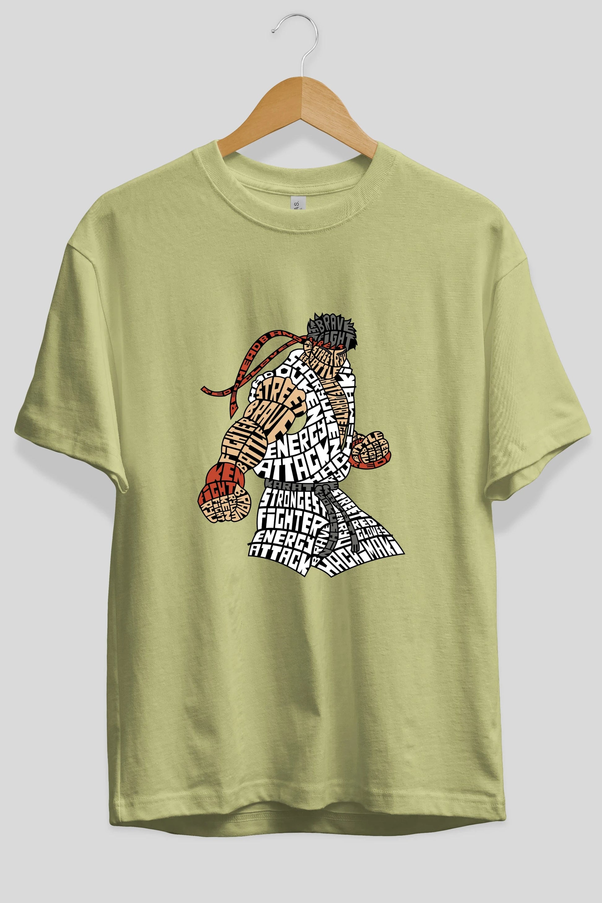 Hadouken Ön Baskılı Oversize t-shirt %100 pamuk Erkek Kadın Unisex
