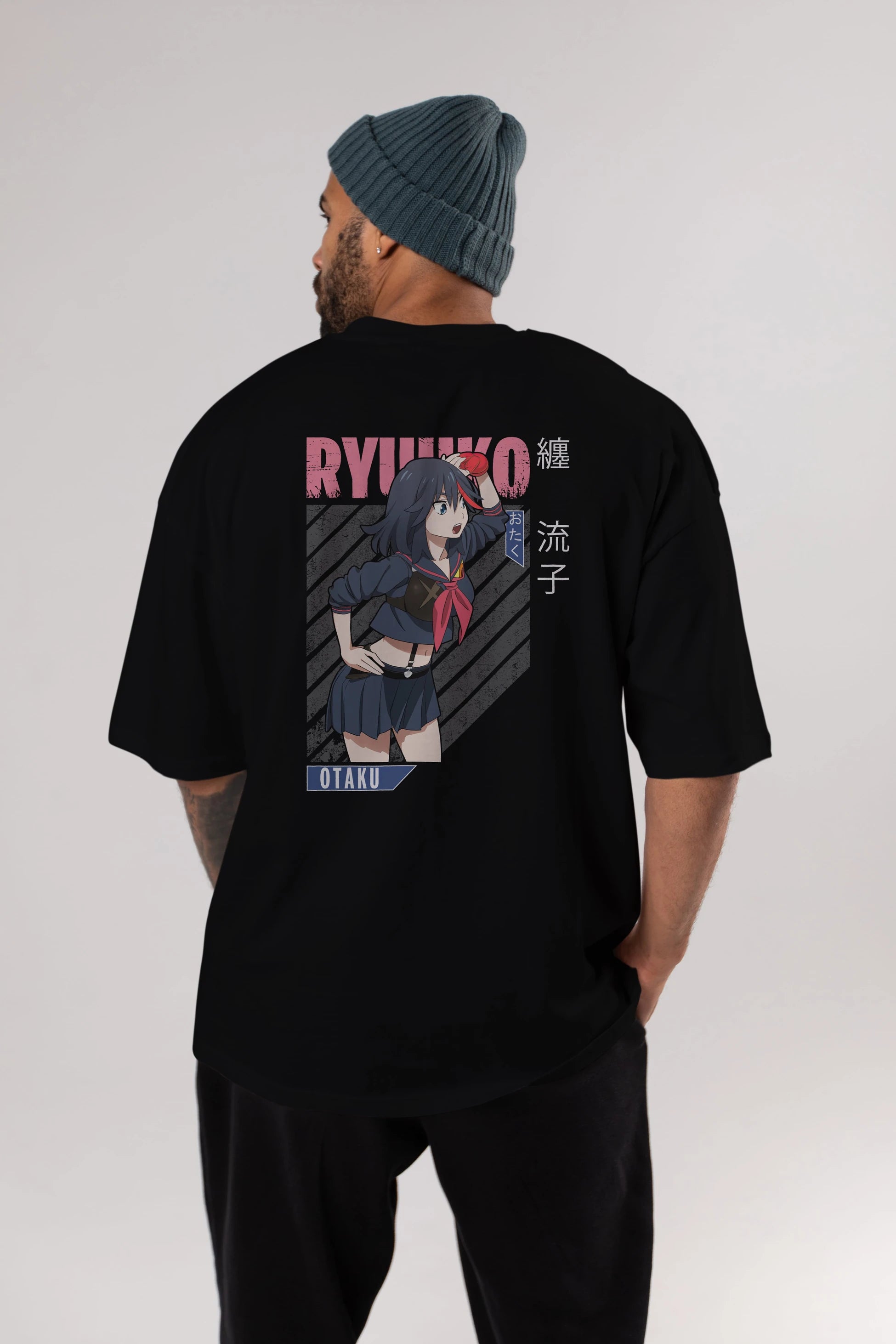 Ryuuko Matoi 6 Anime Arka Baskılı Oversize t-shirt Erkek Kadın Unisex