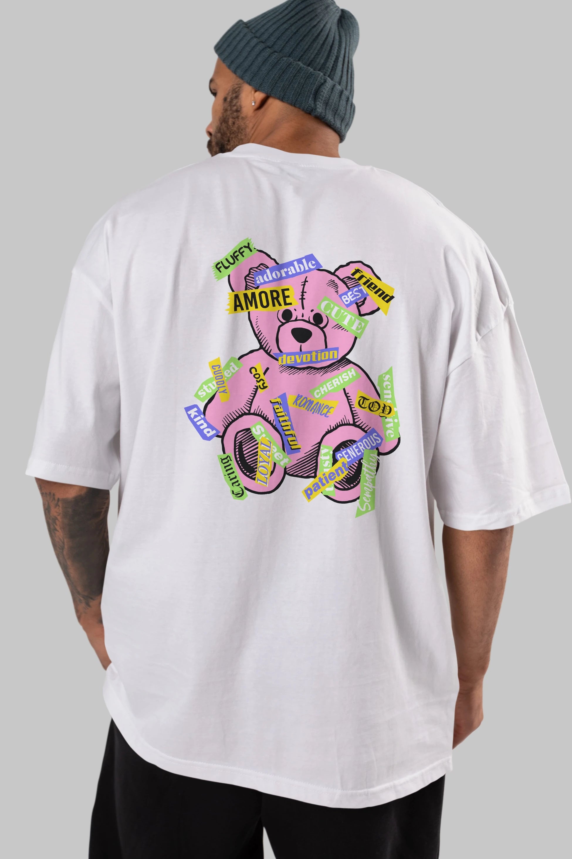 Teddy Bear Cute Arka Baskılı Oversize t-shirt Erkek Kadın Unisex