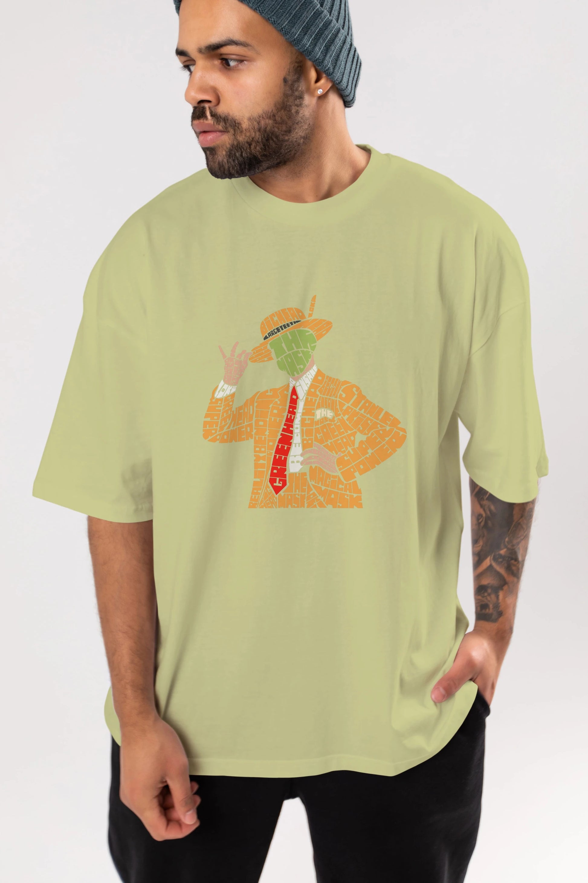 The Mask Ön Baskılı Oversize t-shirt %100 pamuk Erkek Kadın Unisex