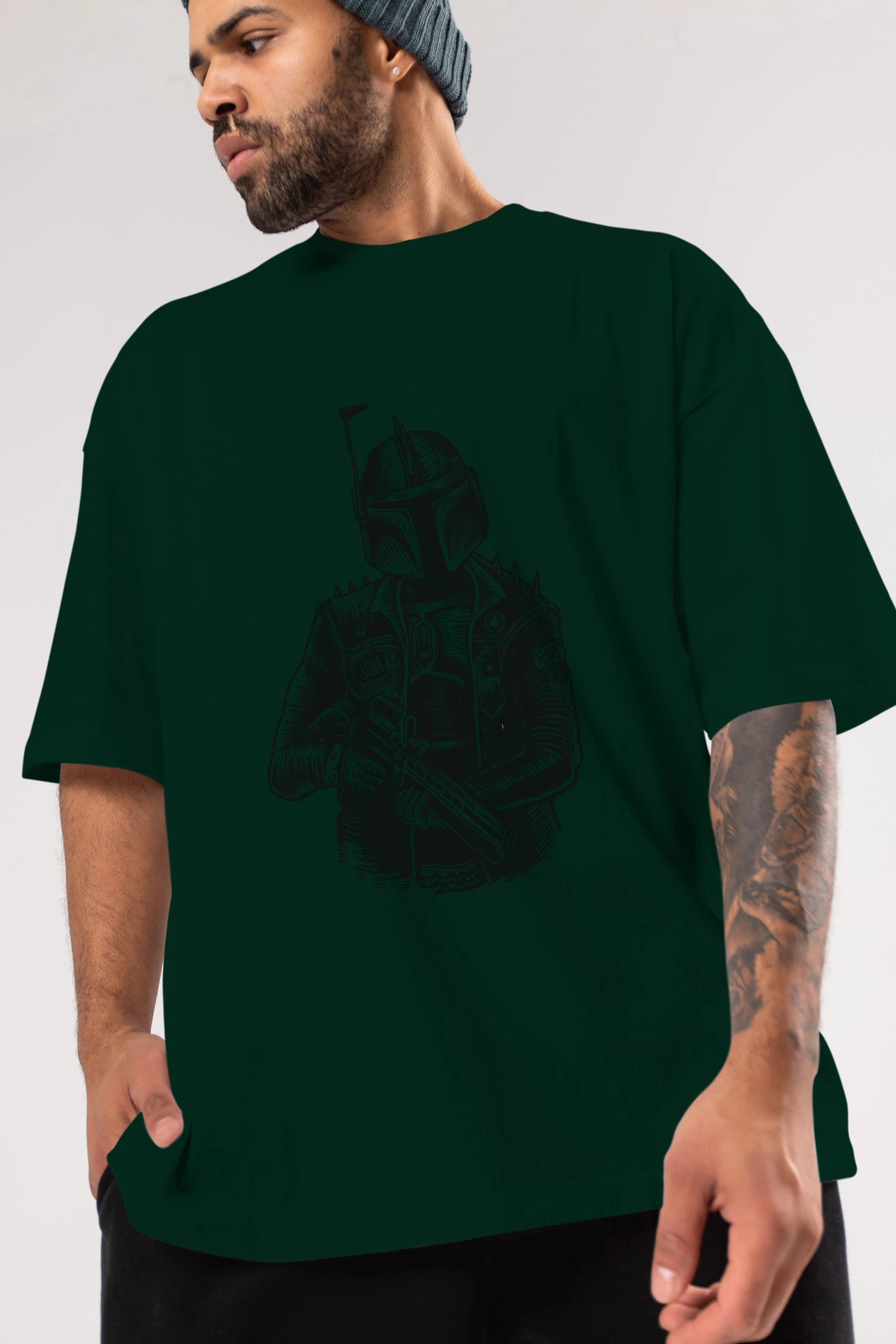 Boba Punk Ön Baskılı Oversize t-shirt Erkek Kadın Unisex %100 Pamuk tişort