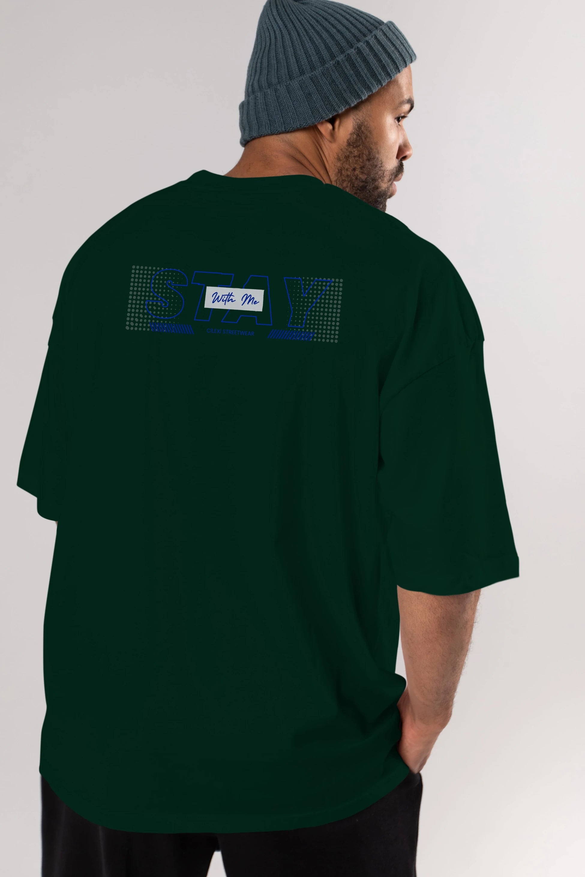 Stay with Me Yazılı Arka Baskılı Oversize t-shirt Erkek Kadın Unisex