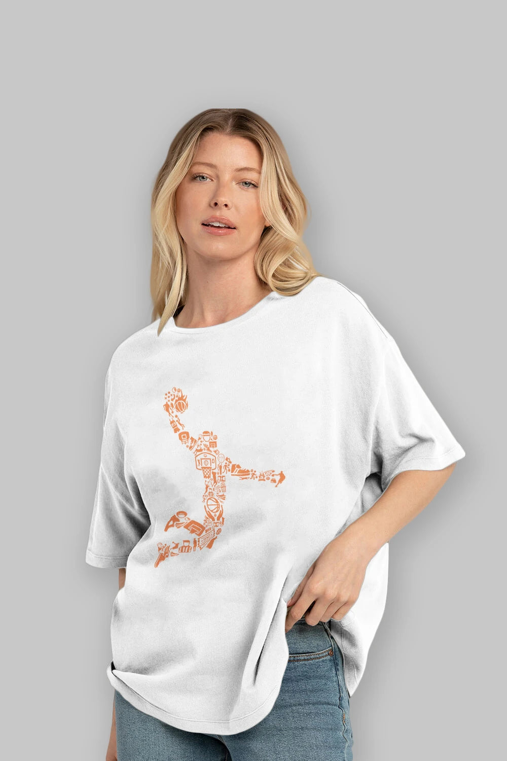 Basketball Player Ön Baskılı Oversize t-shirt %100 pamuk Erkek Kadın Unisex