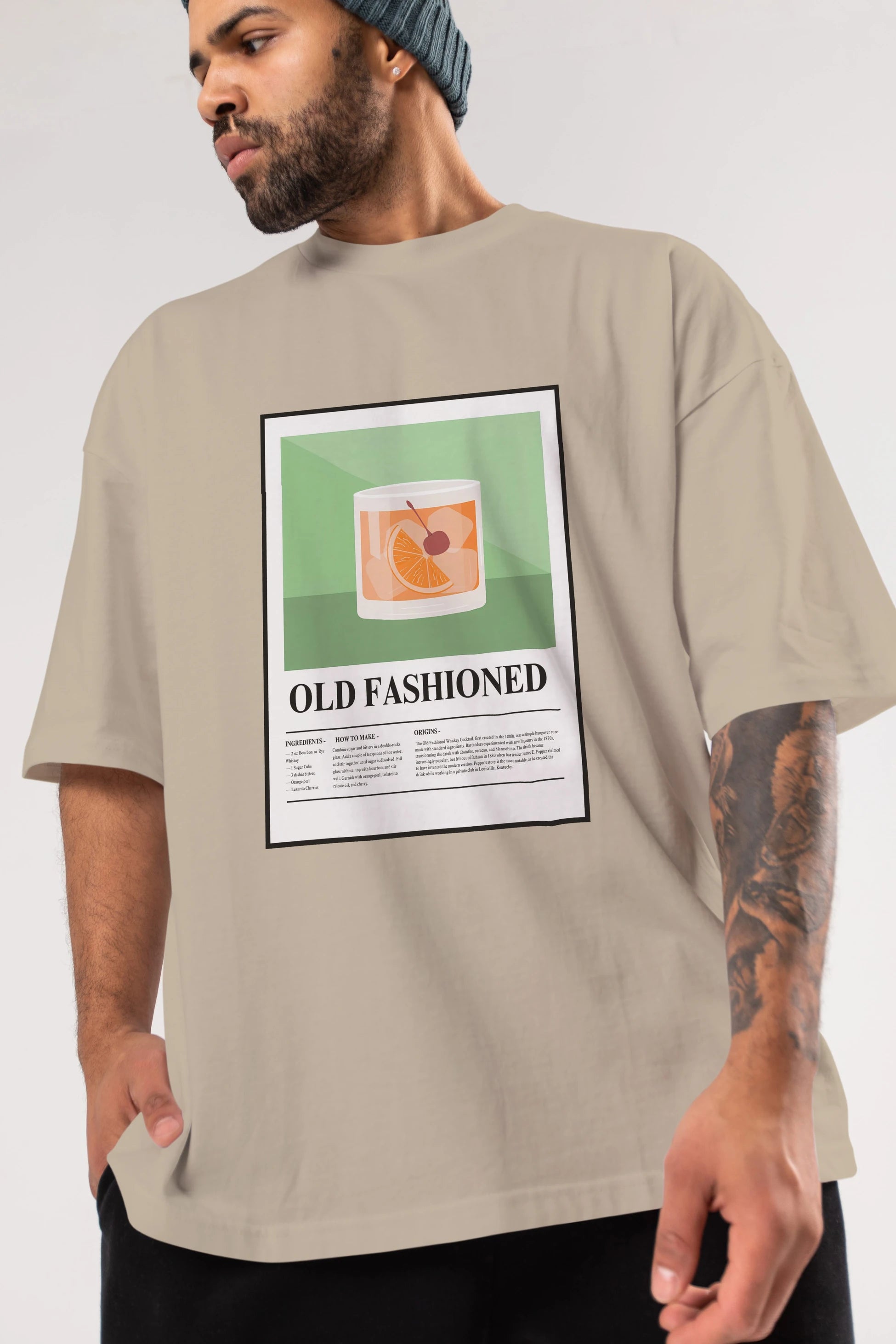 Old Fashioned Ön Baskılı Oversize t-shirt Erkek Kadın Unisex %100 Pamuk Bisiklet Yaka tişort