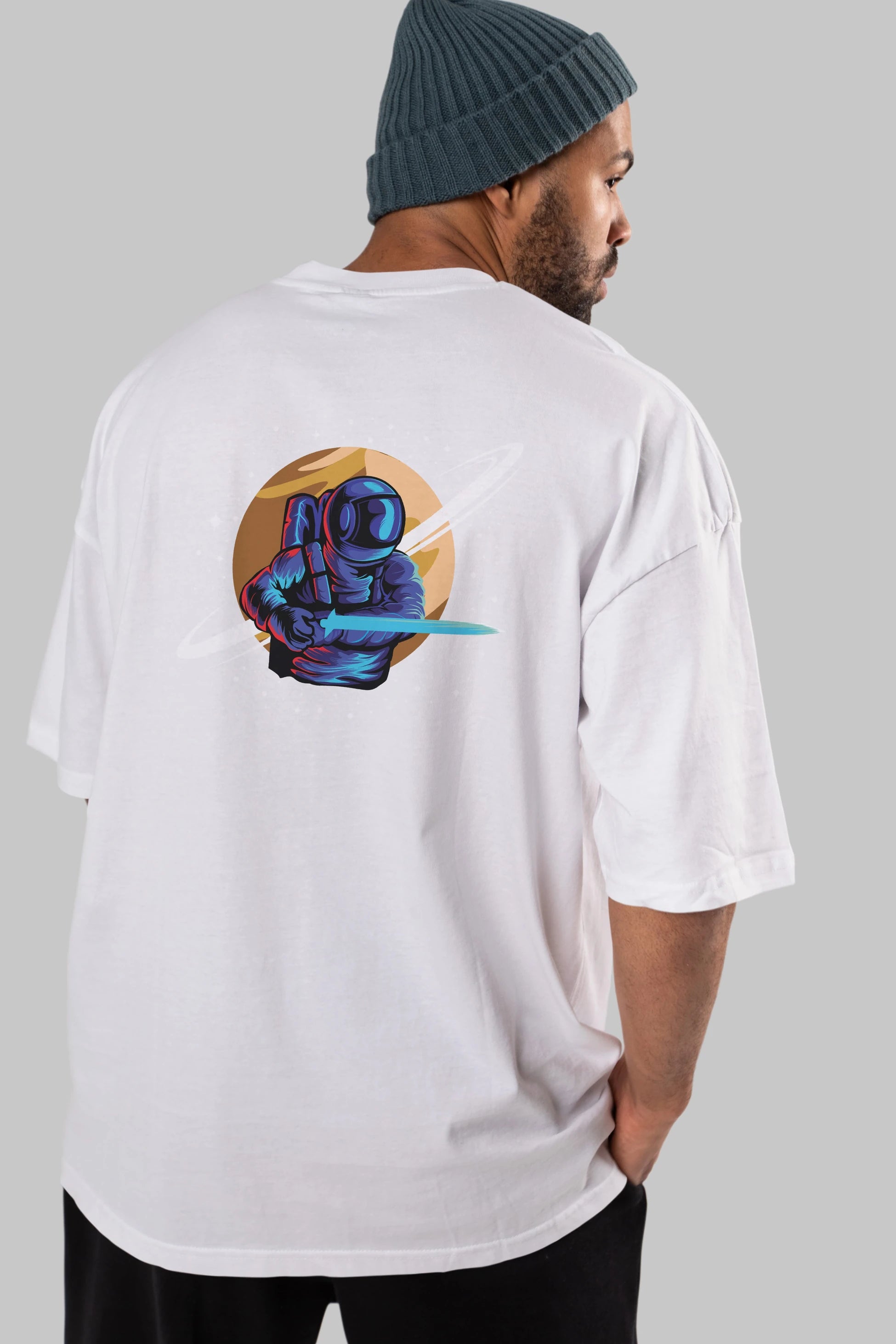 Astro Knight Arka Baskılı Oversize t-shirt Erkek Kadın Unisex