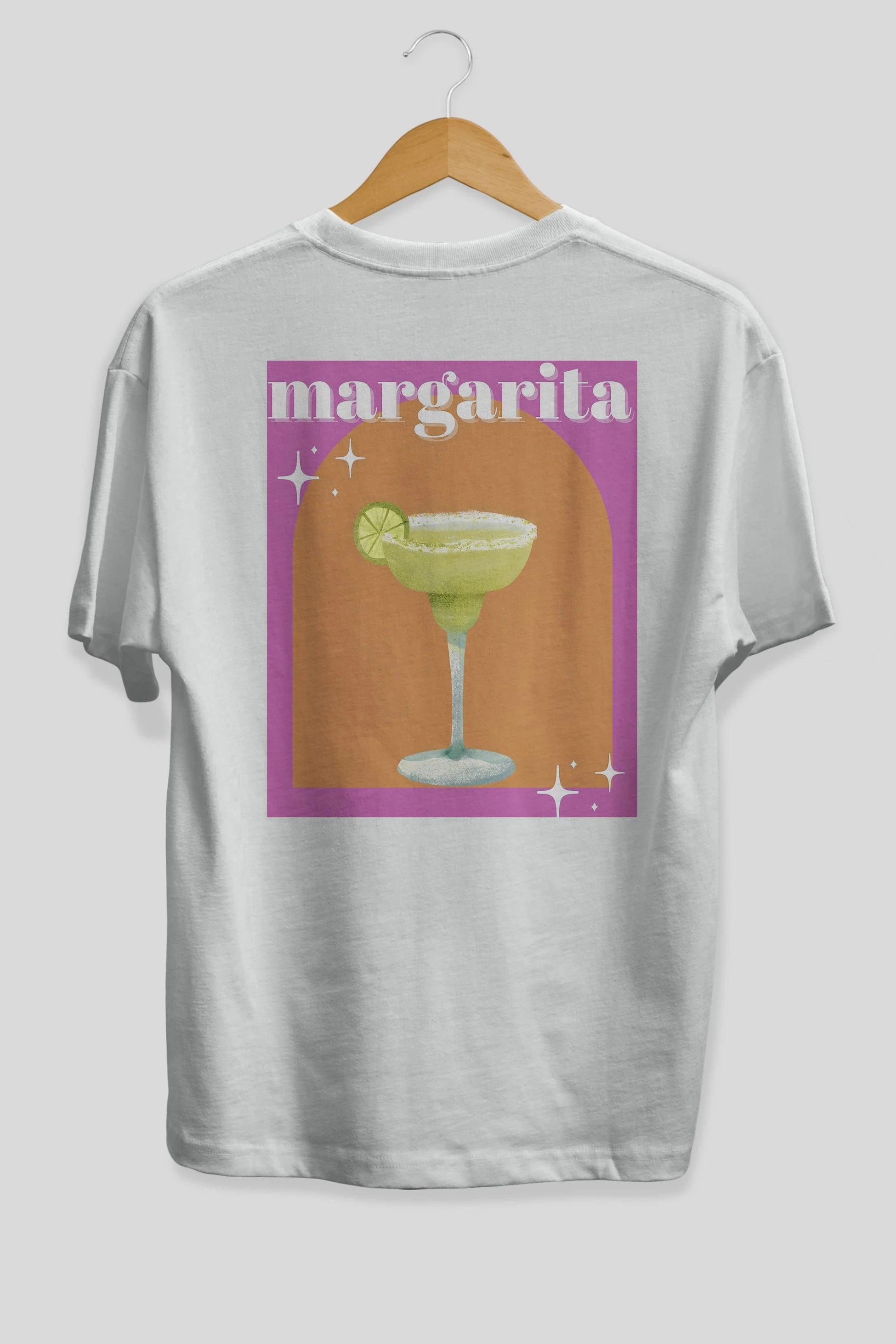 Margarita 7 Arka Baskılı Oversize t-shirt Erkek Kadın Unisex %100 Pamuk Bisiklet Yaka tişort