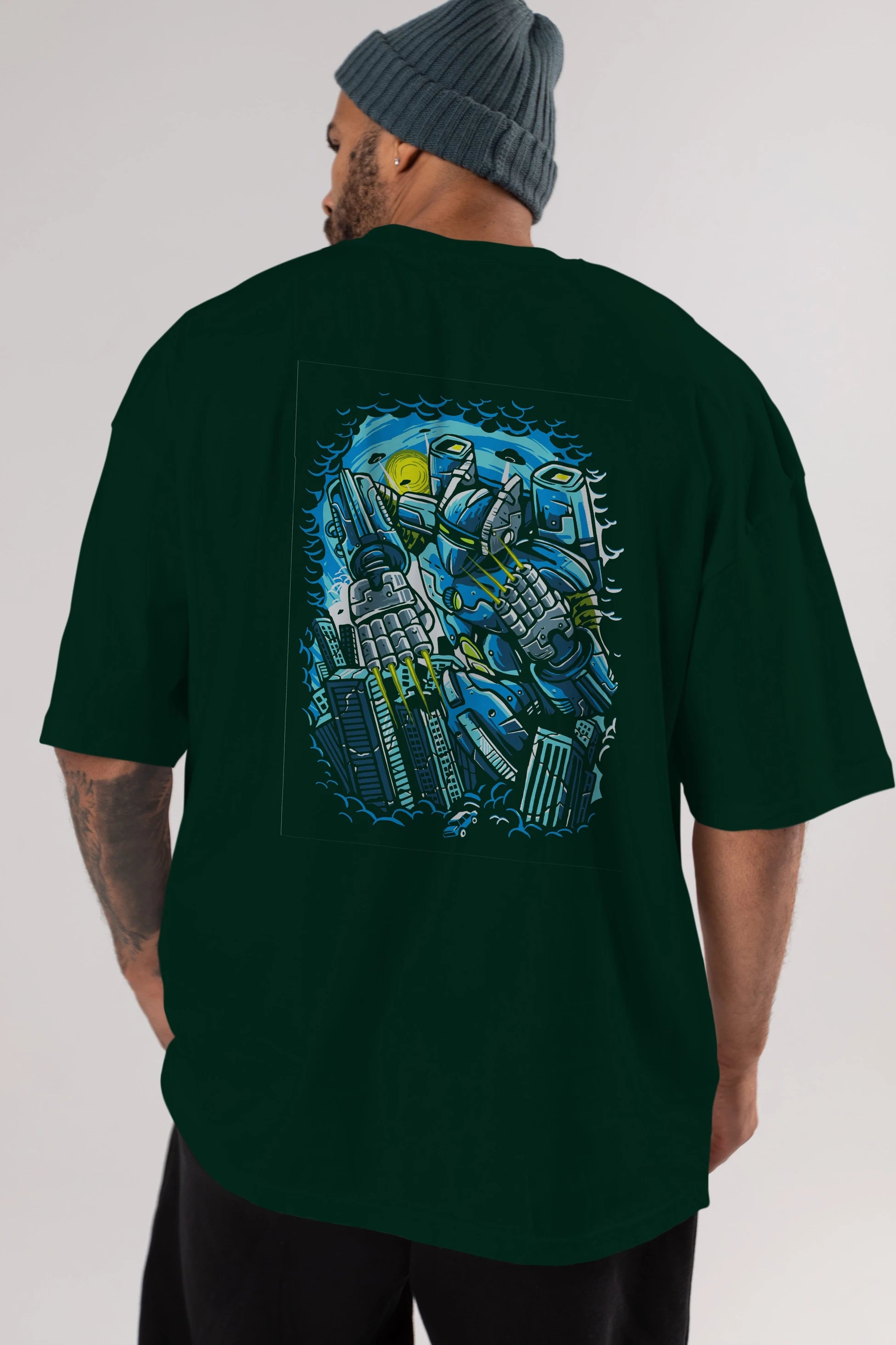 Destroy The City Arka Baskılı Oversize t-shirt Erkek Kadın Unisex %100 Pamuk