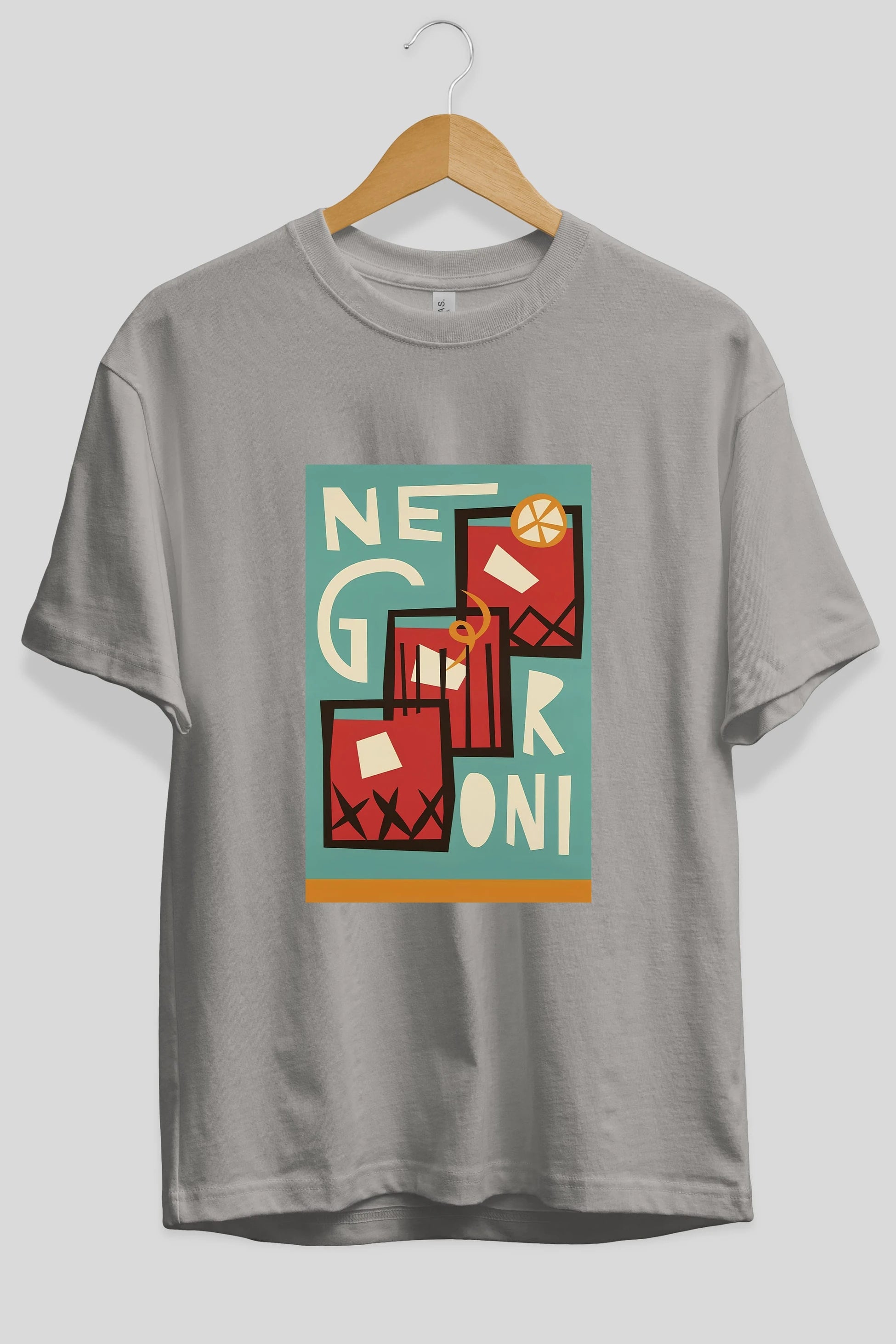 Negroni 3 Ön Baskılı Oversize t-shirt Erkek Kadın Unisex %100 Pamuk Bisiklet Yaka tişort
