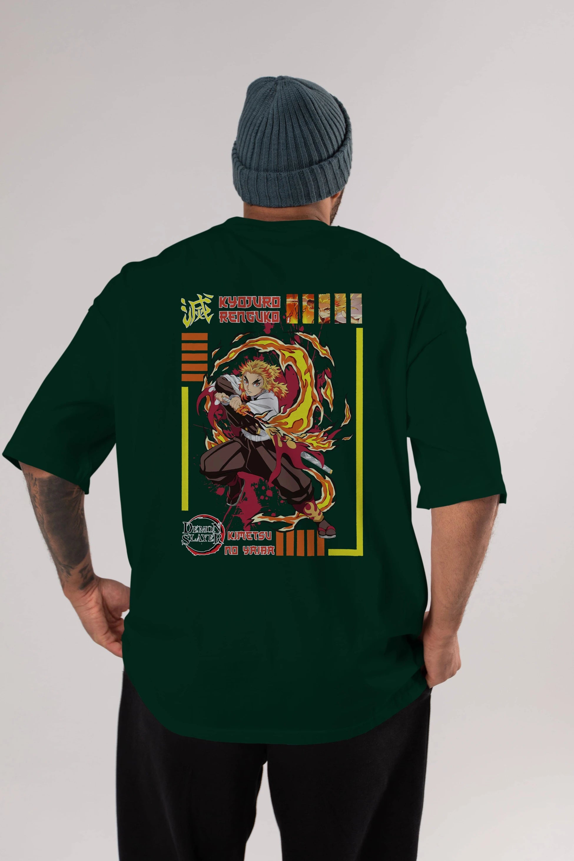KYOJURO RENGOKU Anime Arka Baskılı Oversize t-shirt Erkek Kadın Unisex