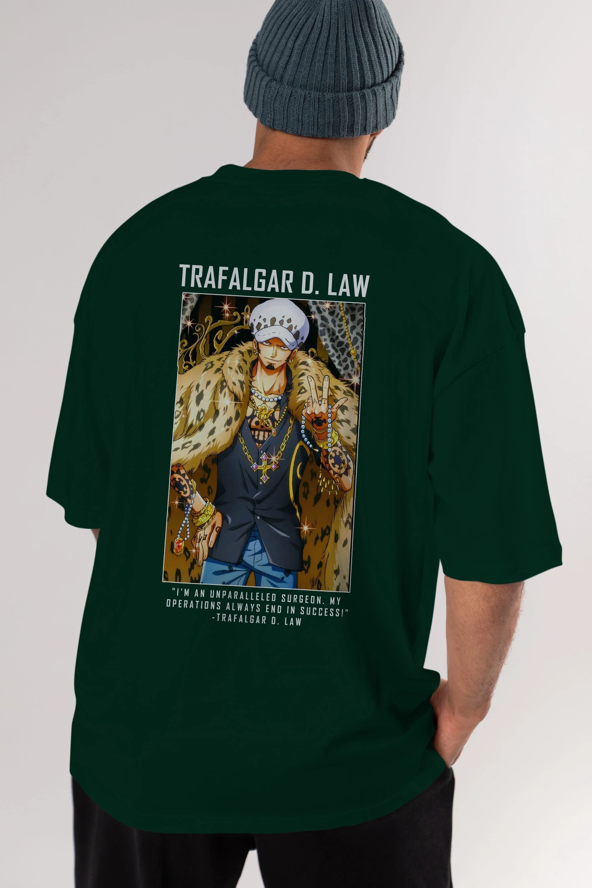 Trafalgar D. Water Law 2 Anime Arka Baskılı Oversize t-shirt Erkek Kadın Unisex %100 pamuk tişort