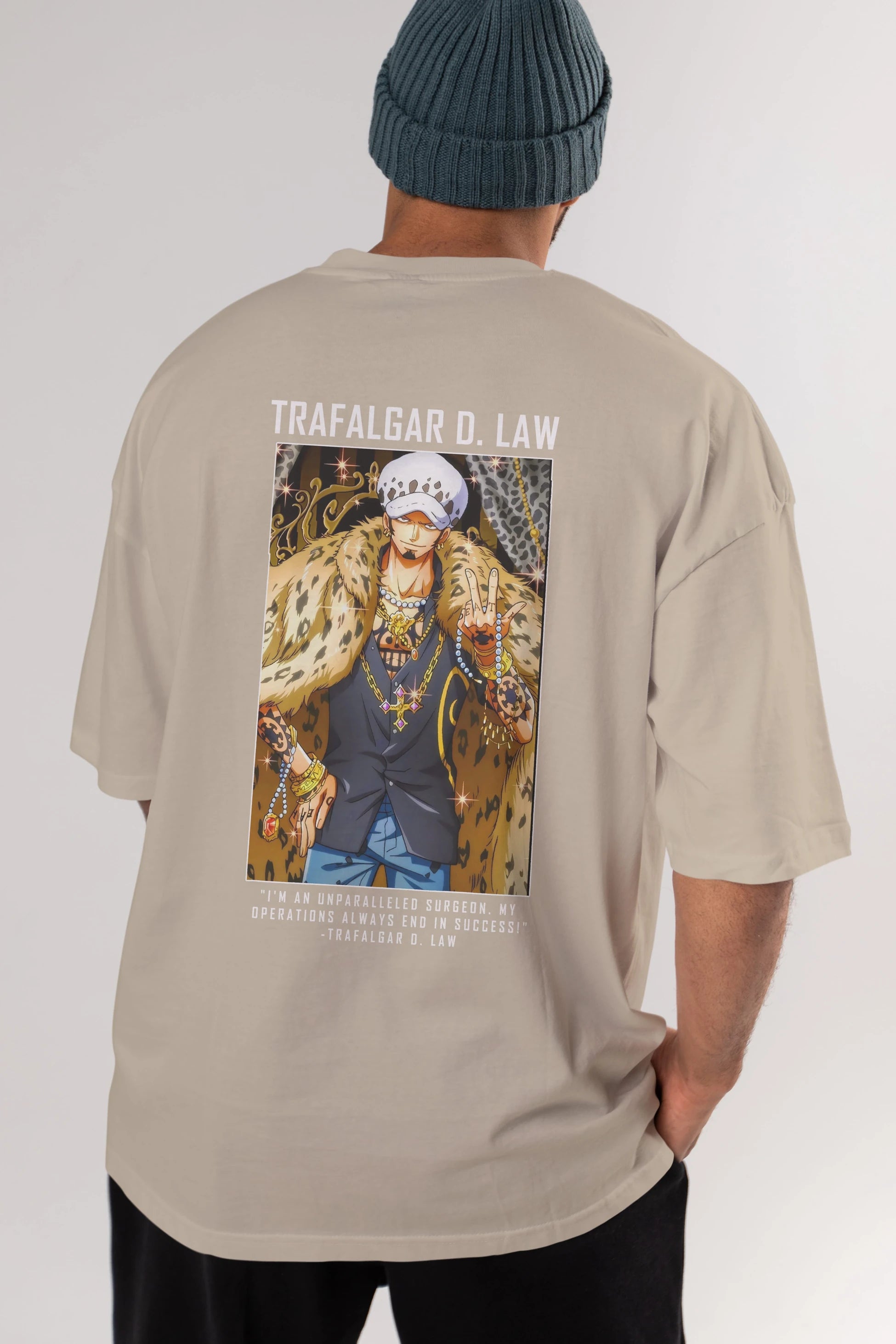 Trafalgar D. Water Law 2 Anime Arka Baskılı Oversize t-shirt Erkek Kadın Unisex %100 pamuk tişort