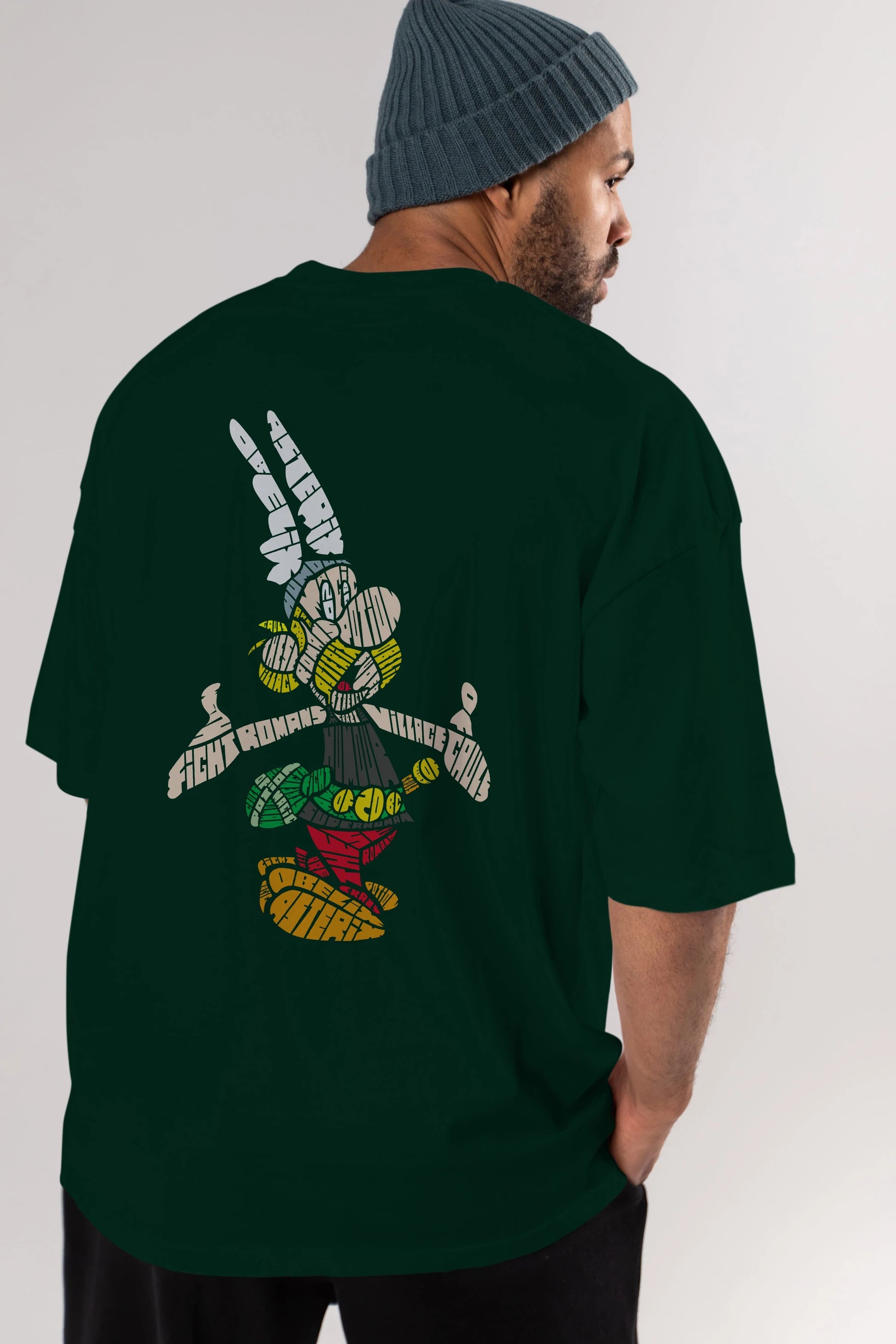 Asterix Arka Baskılı Oversize t-shirt %100 pamuk Erkek Kadın Unisex