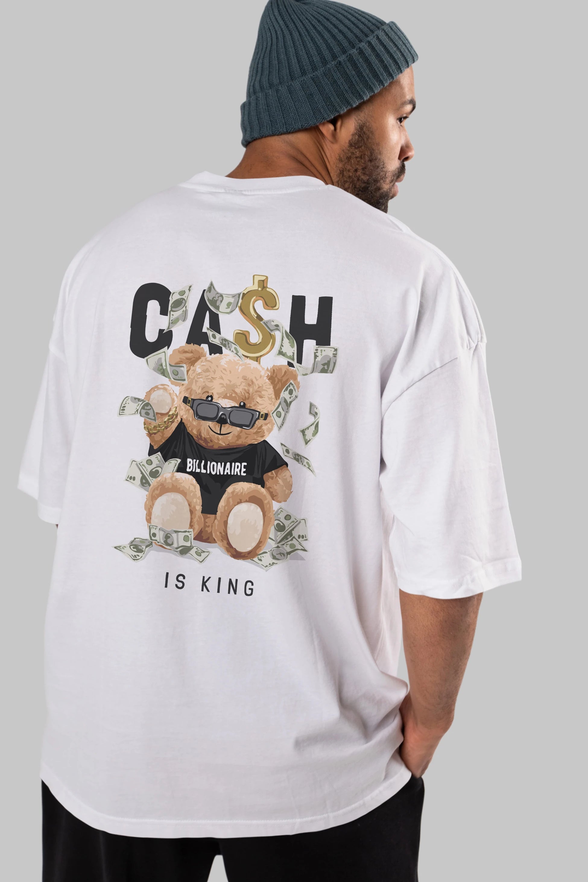 Teddy Bear Billionaire Arka Baskılı Oversize t-shirt Erkek Kadın Unisex %100 Pamuk