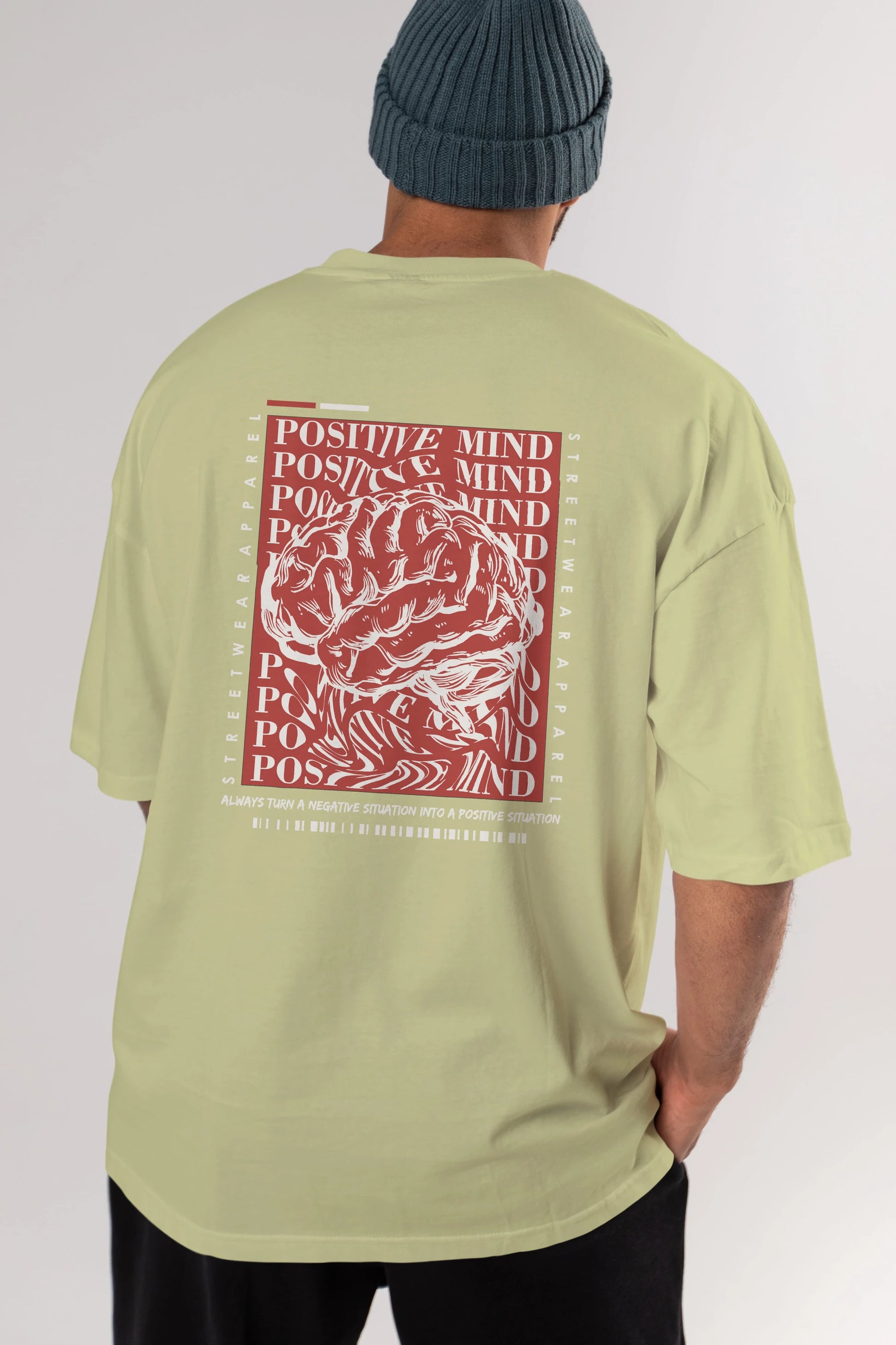 Positive Mind Arka Baskılı Oversize t-shirt Erkek Kadın Unisex