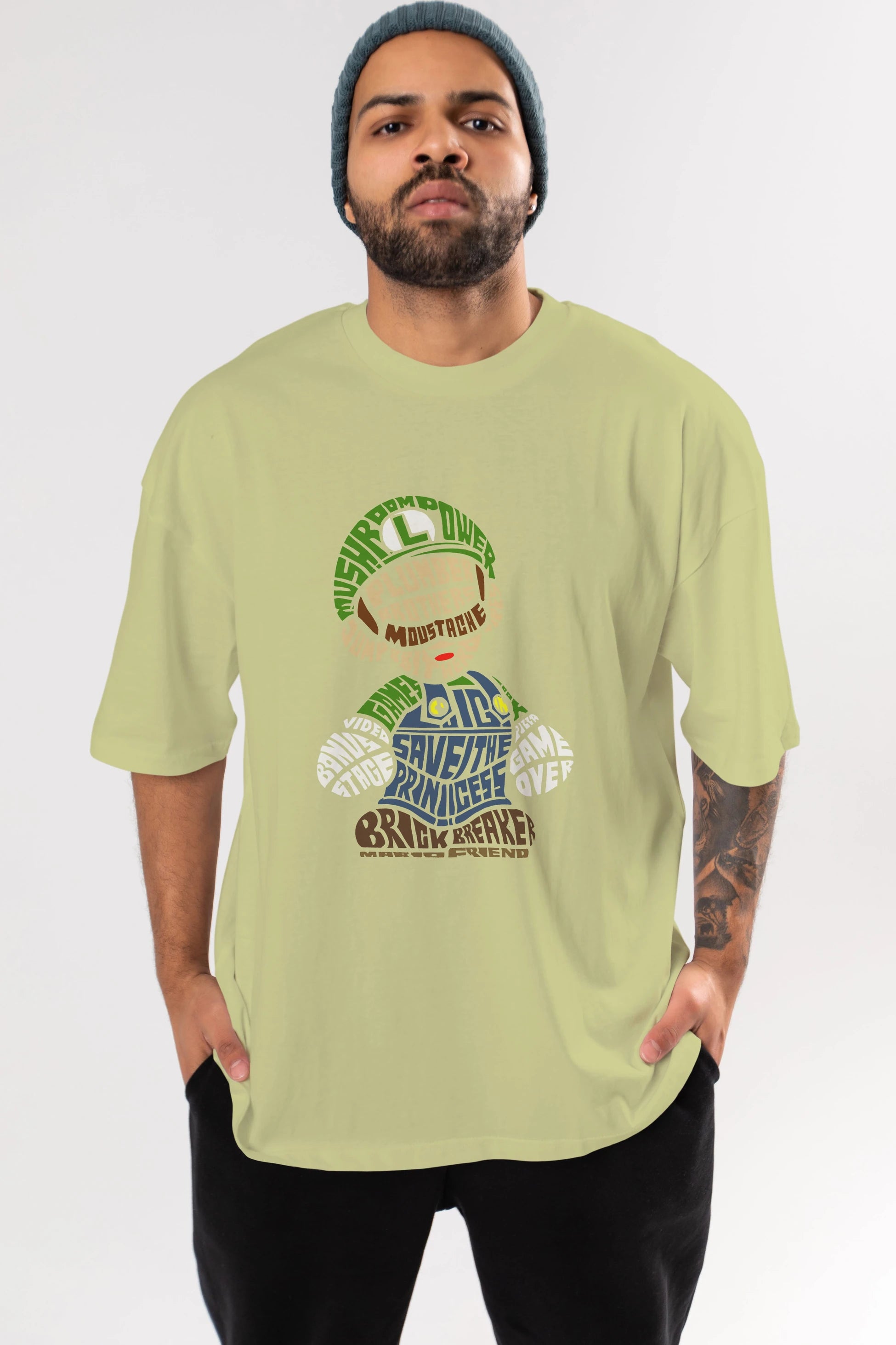 Plumber Brothers Ön Baskılı Oversize t-shirt %100 pamuk Erkek Kadın Unisex