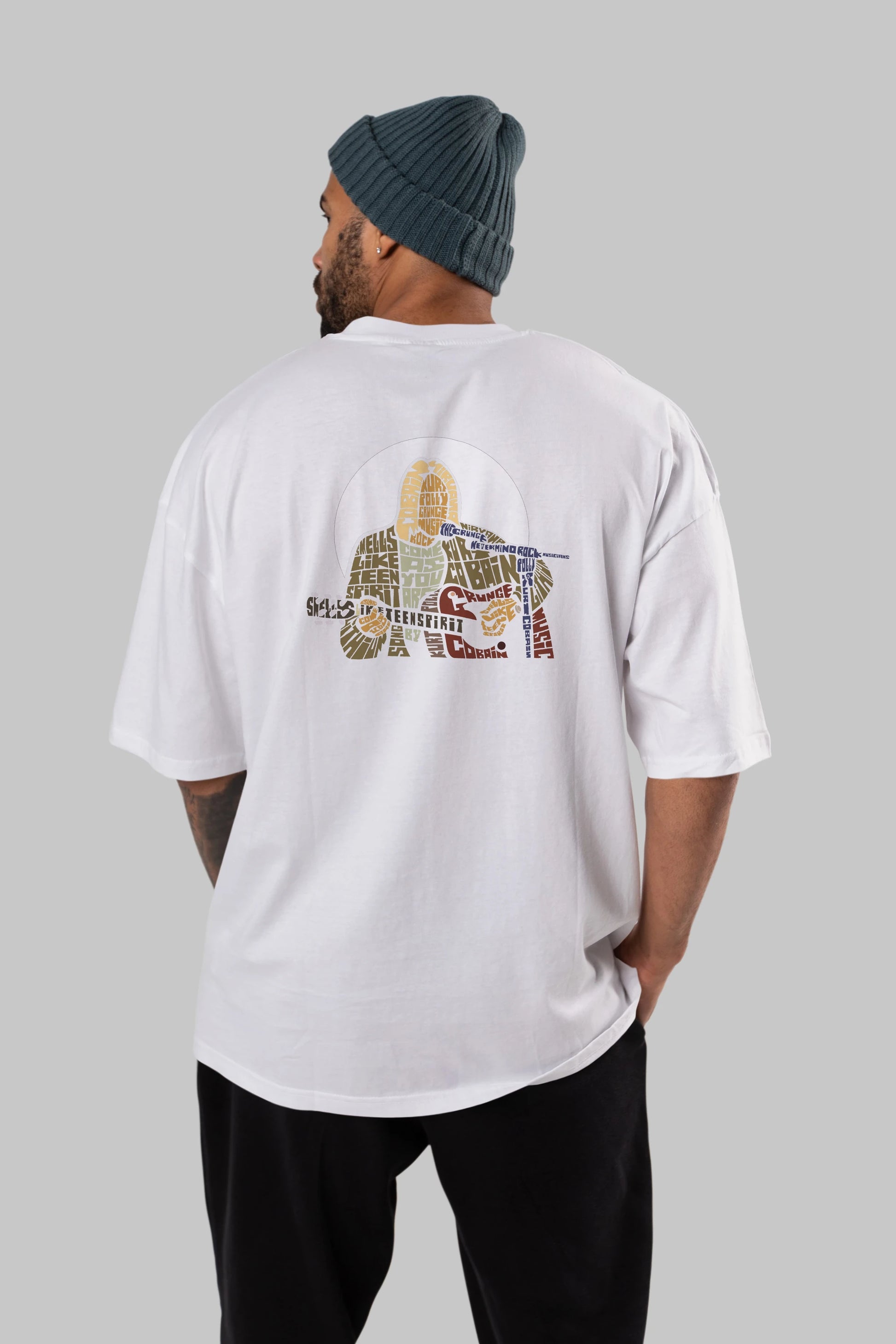 Kurt Cobain Arka Baskılı Oversize t-shirt %100 pamuk Erkek Kadın Unisex