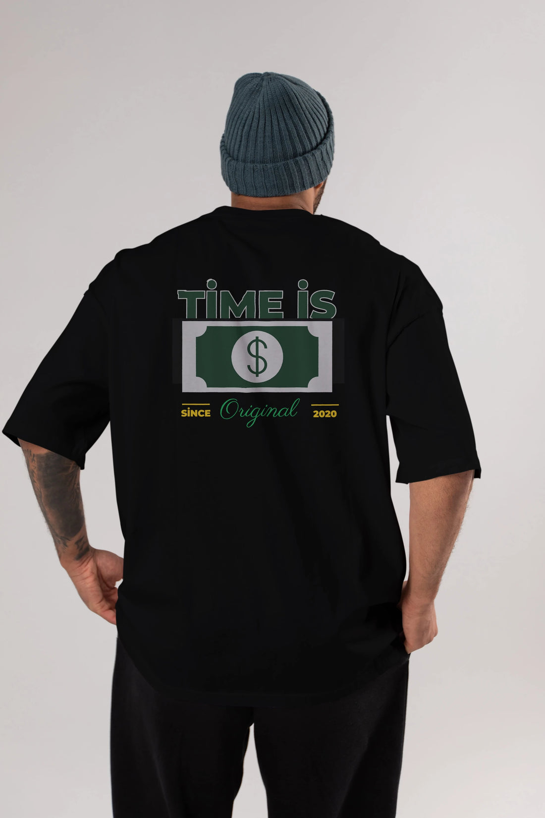 Time is Original Arka Baskılı Oversize t-shirt Erkek Kadın Unisex
