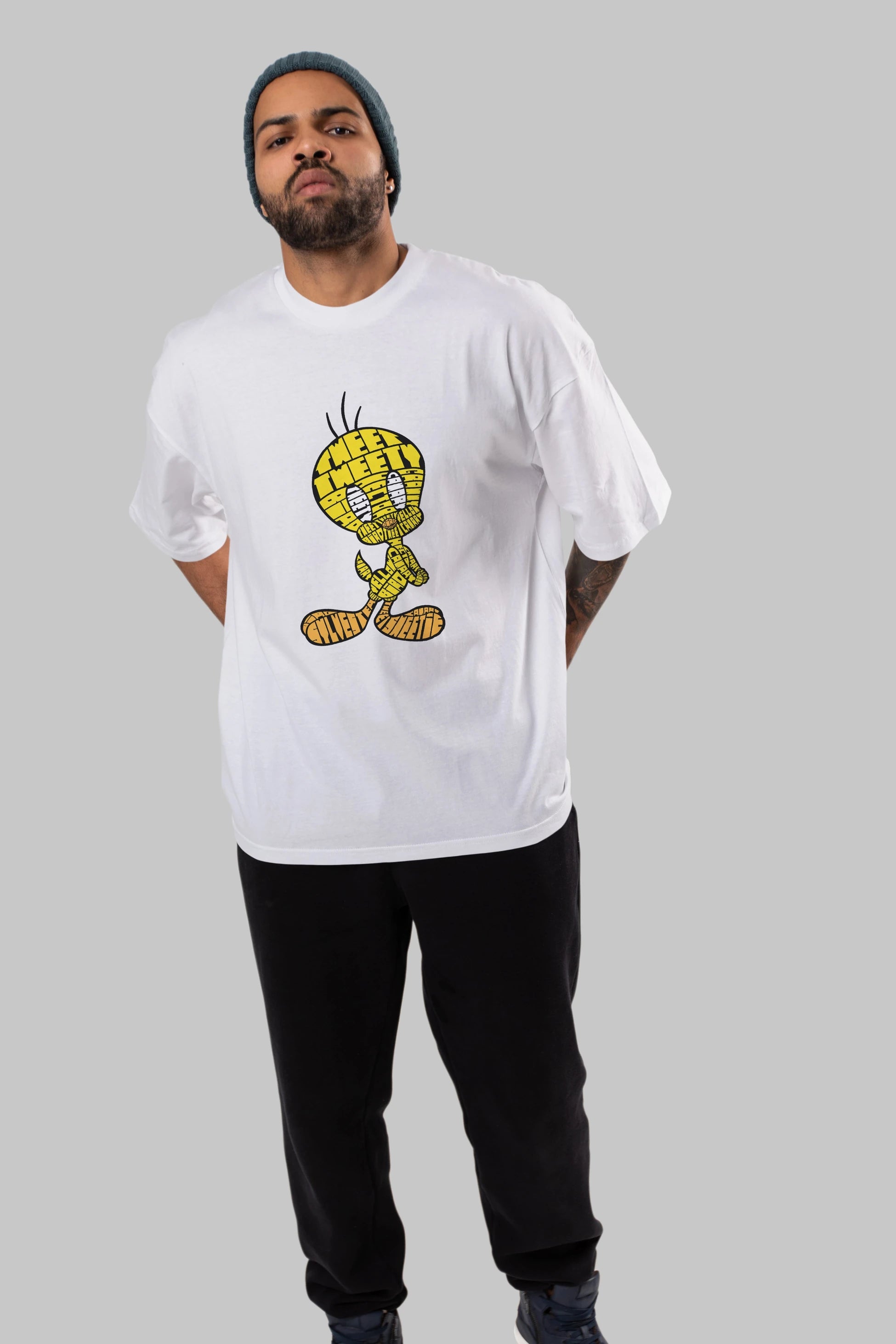 Tweety Ön Baskılı Oversize t-shirt %100 pamuk Erkek Kadın Unisex