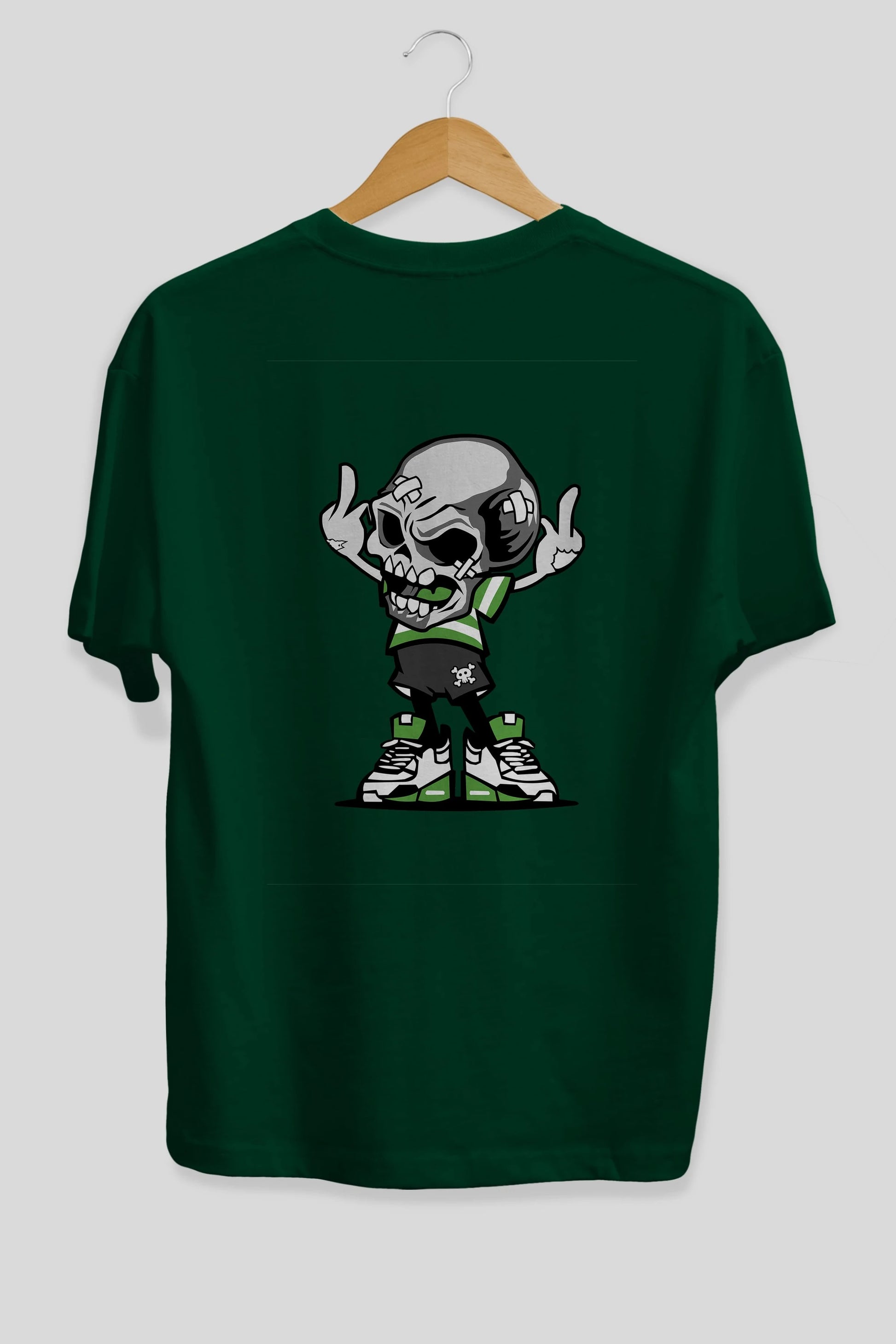 Skull F Hand Arka Baskılı Oversize t-shirt Erkek Kadın Unisex %100 Pamuk tişort