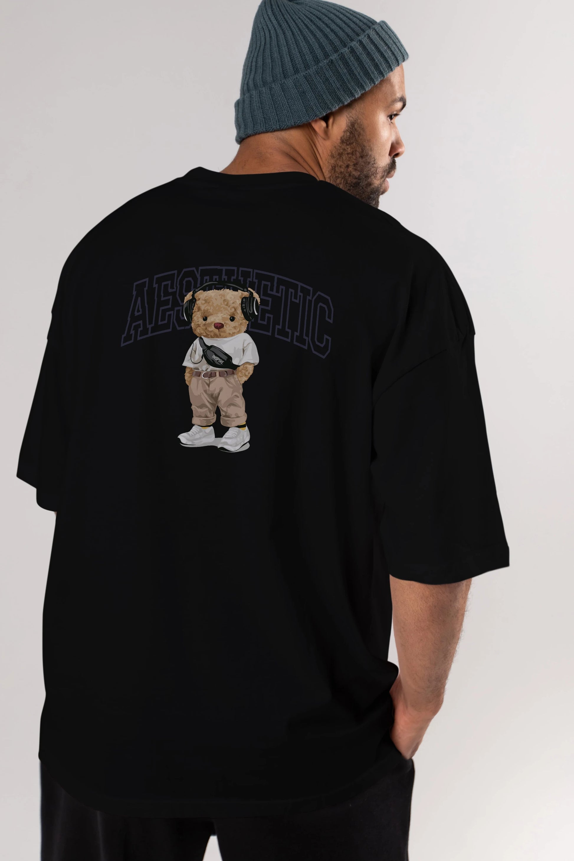 Teddy Bear Aesthetıc Arka Baskılı Oversize t-shirt Erkek Kadın Unisex %100 Pamuk