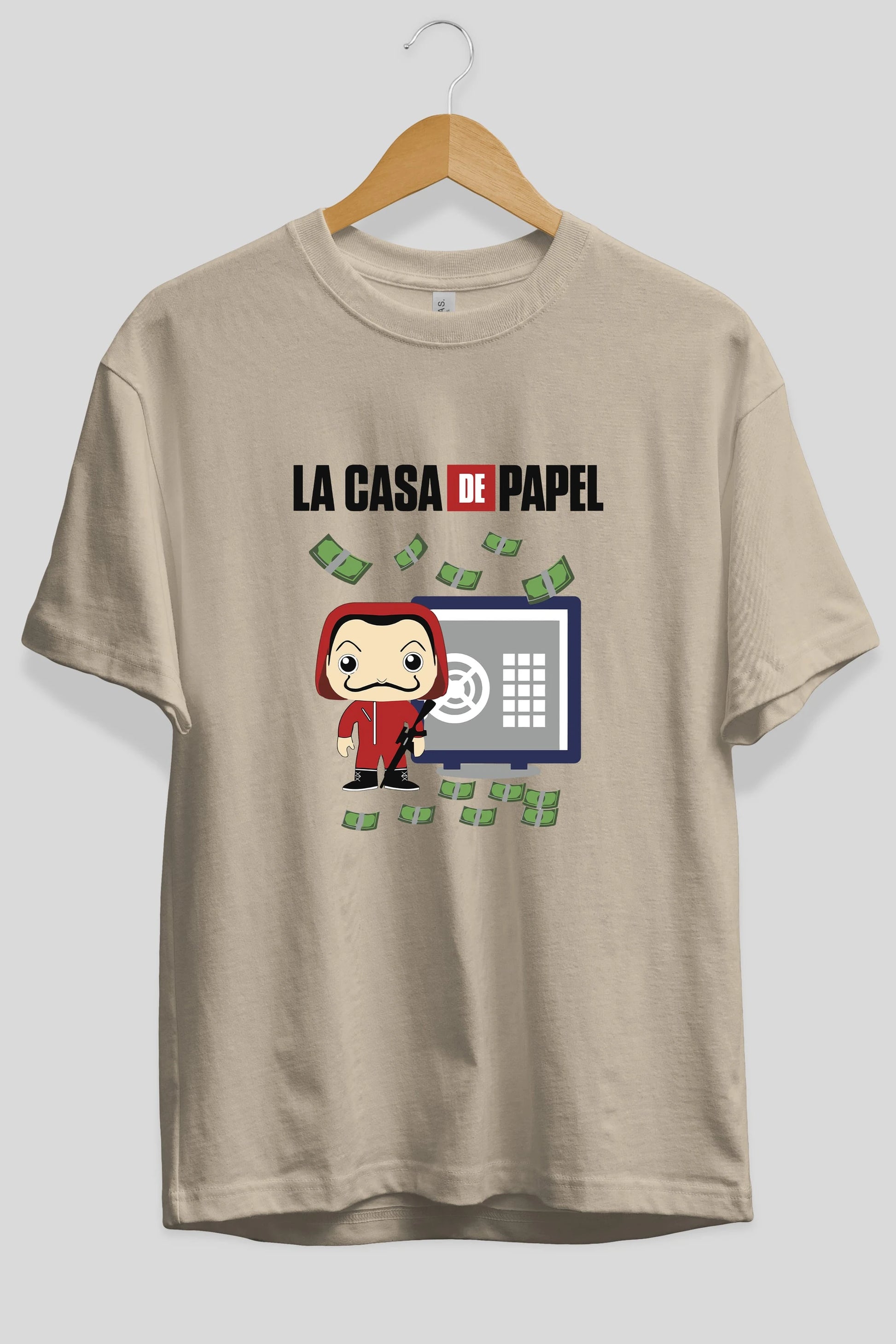 La Casa De Papel (4) Ön Baskılı Oversize t-shirt Erkek Kadın Unisex %100 Pamuk Bisiklet Yaka tişort