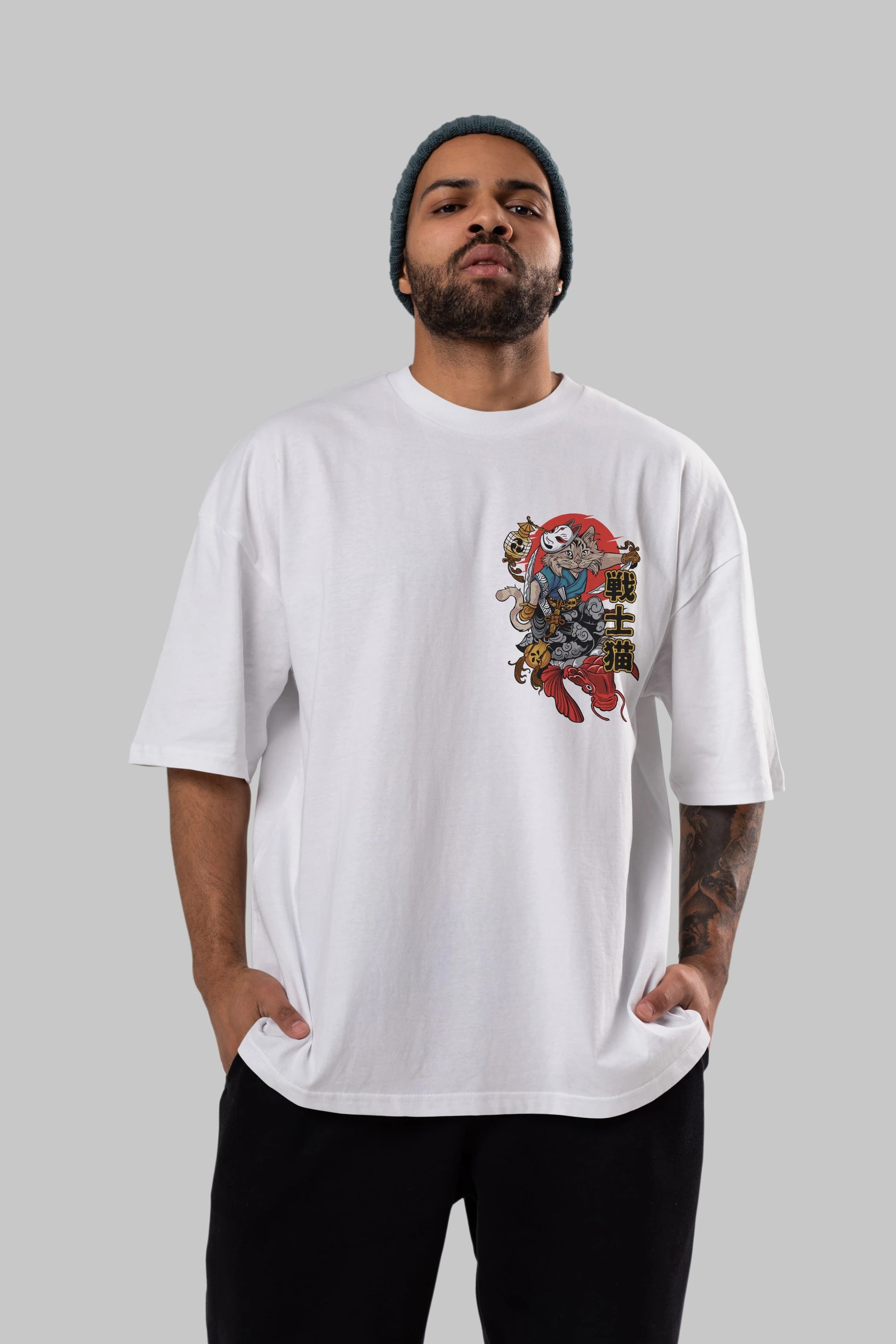 TRIBAL (2) Ön Sol Baskılı Oversize t-shirt Erkek Kadın Unisex %100 Pamuk Bisiklet Yaka tişort