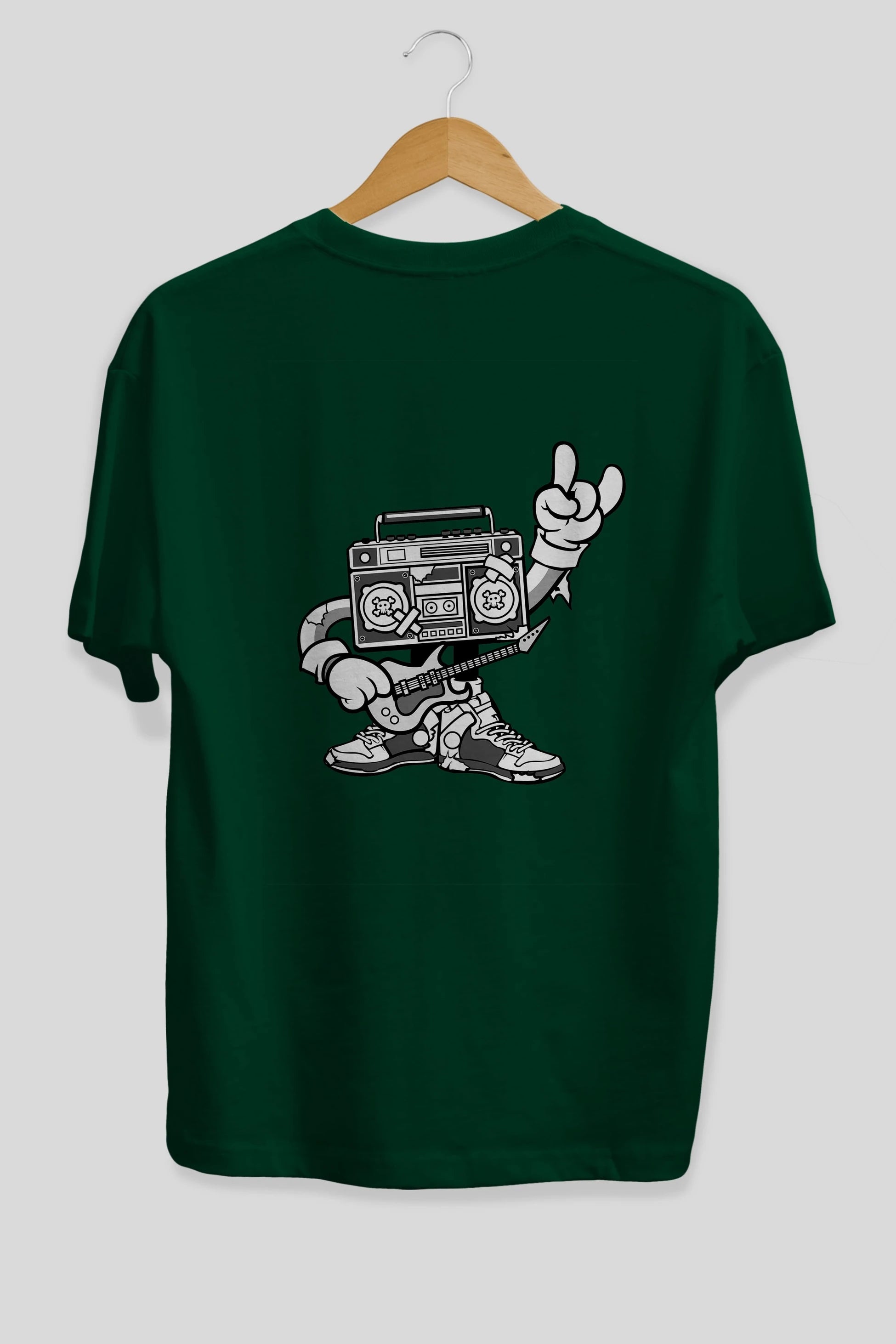 Boombox Rockstar Arka Baskılı Oversize t-shirt Erkek Kadın Unisex %100 Pamuk tişort