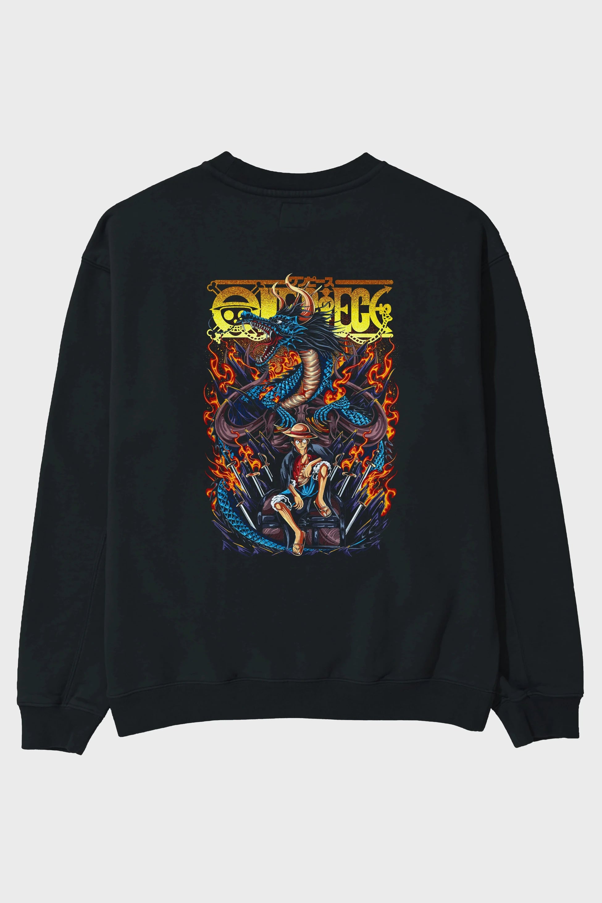 MONKEY D. LUFF-ONE PIECE Anime Arka Baskılı Oversize Sweatshirt Erkek Kadın Unisex