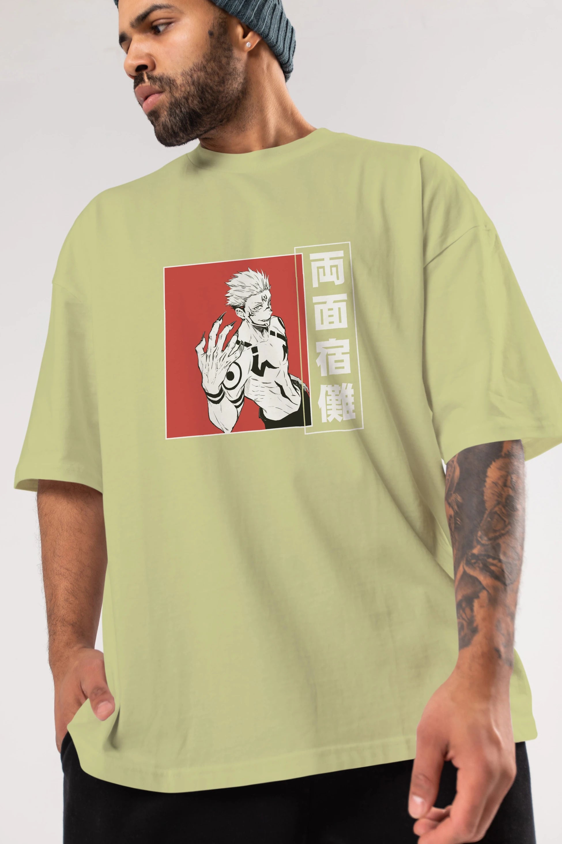 Sukuna Ryoumen 2 Anime Ön Baskılı Oversize t-shirt %100 pamuk Erkek Kadın Unisex