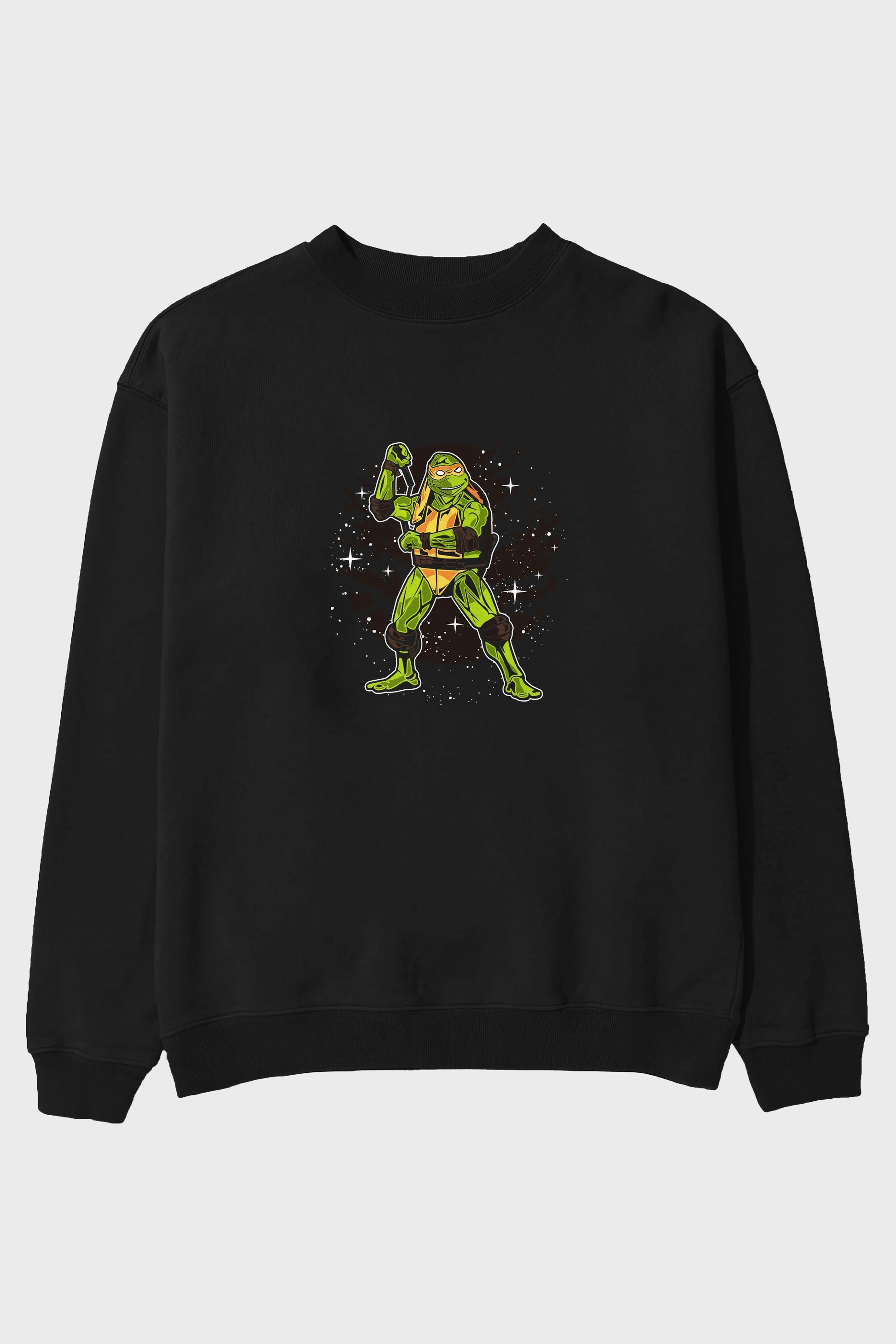 TURTLES Ön Baskılı Oversize Sweatshirt Erkek Kadın Unisex