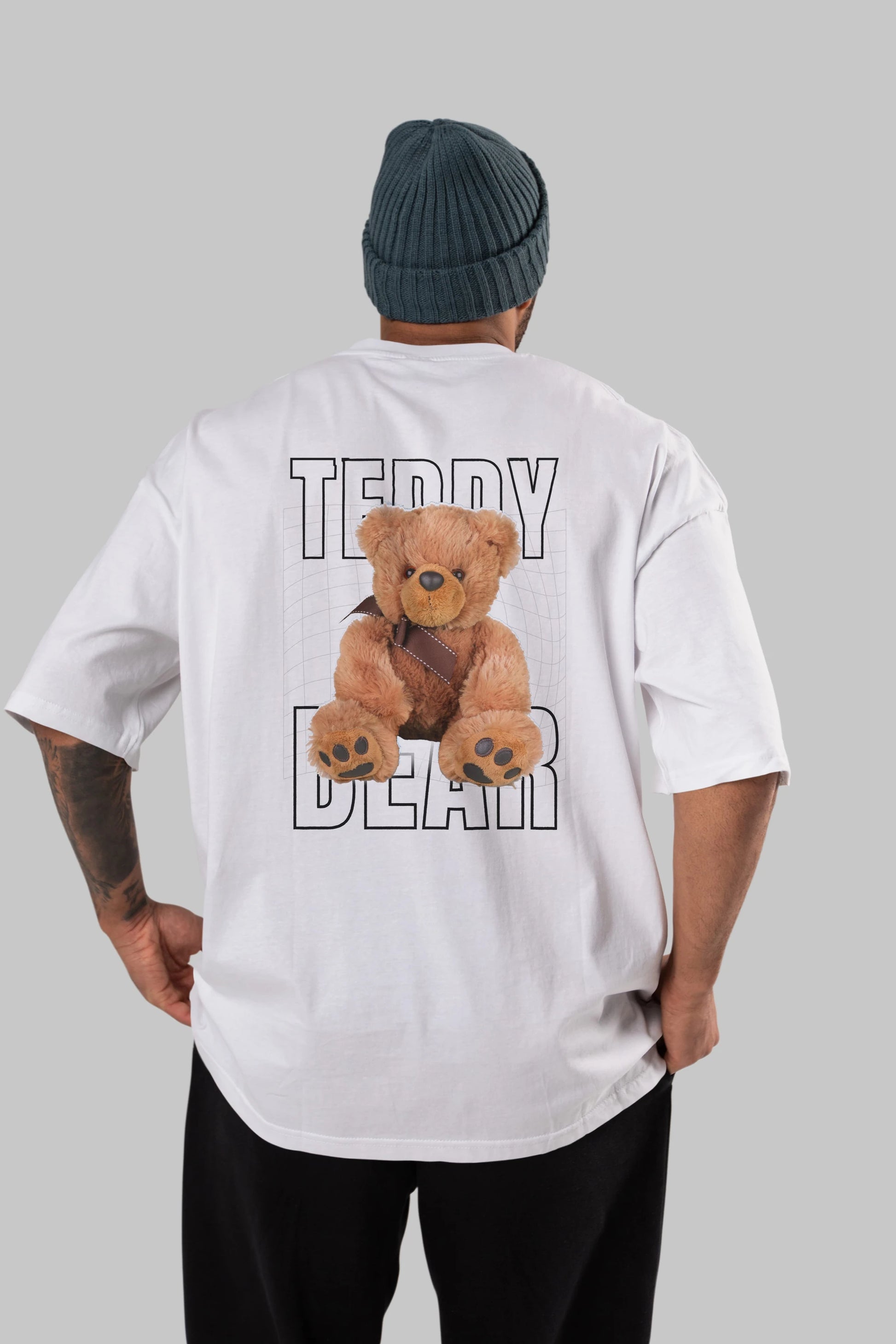 Teddy Bear Yazılı Arka Baskılı Oversize t-shirt Erkek Kadın Unisex %100 Pamuk