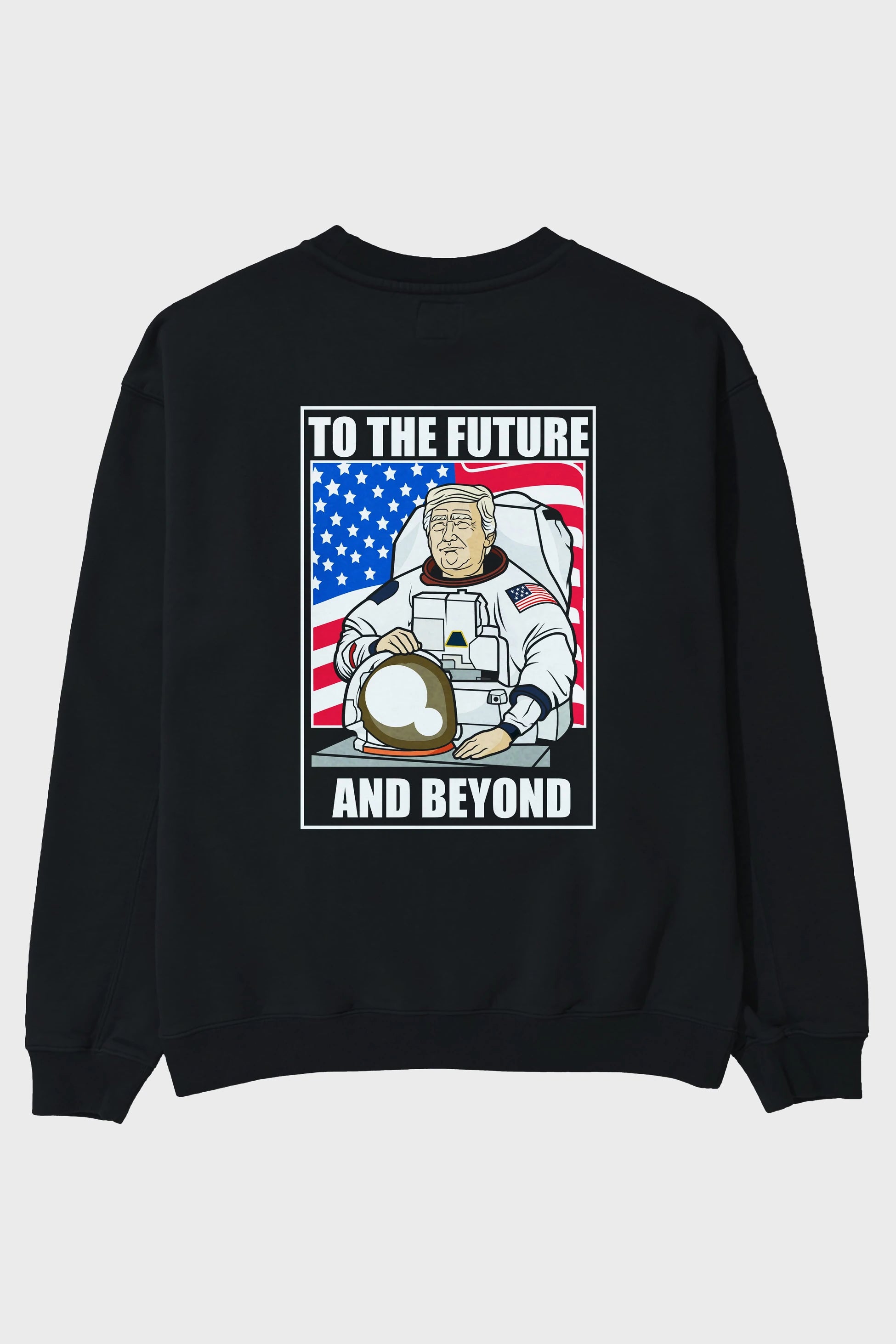 Trumpstronaut Arka Baskılı Oversize Sweatshirt Erkek Kadın Unisex
