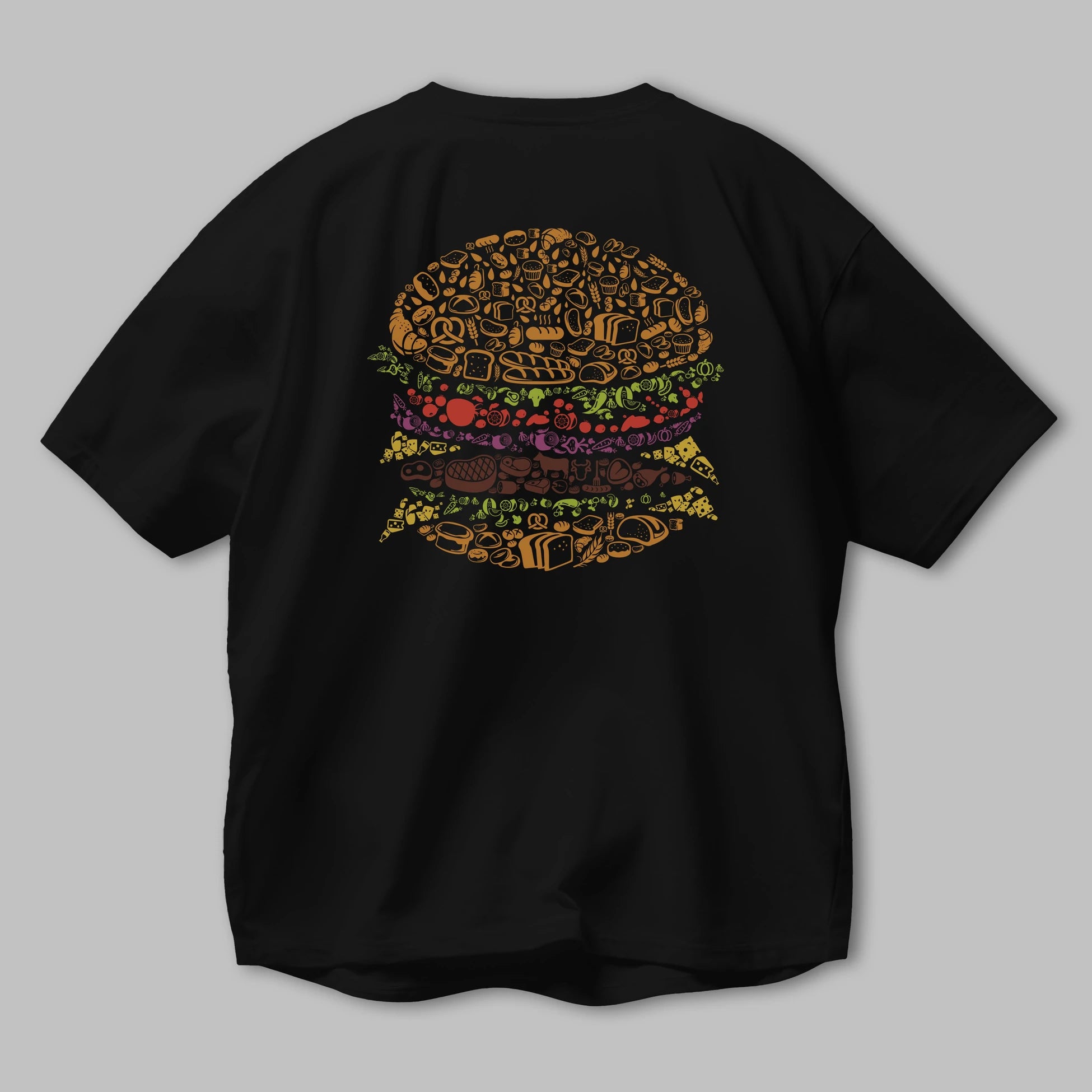 Burger Arka Baskılı Oversize t-shirt %100 pamuk Erkek Kadın Unisex