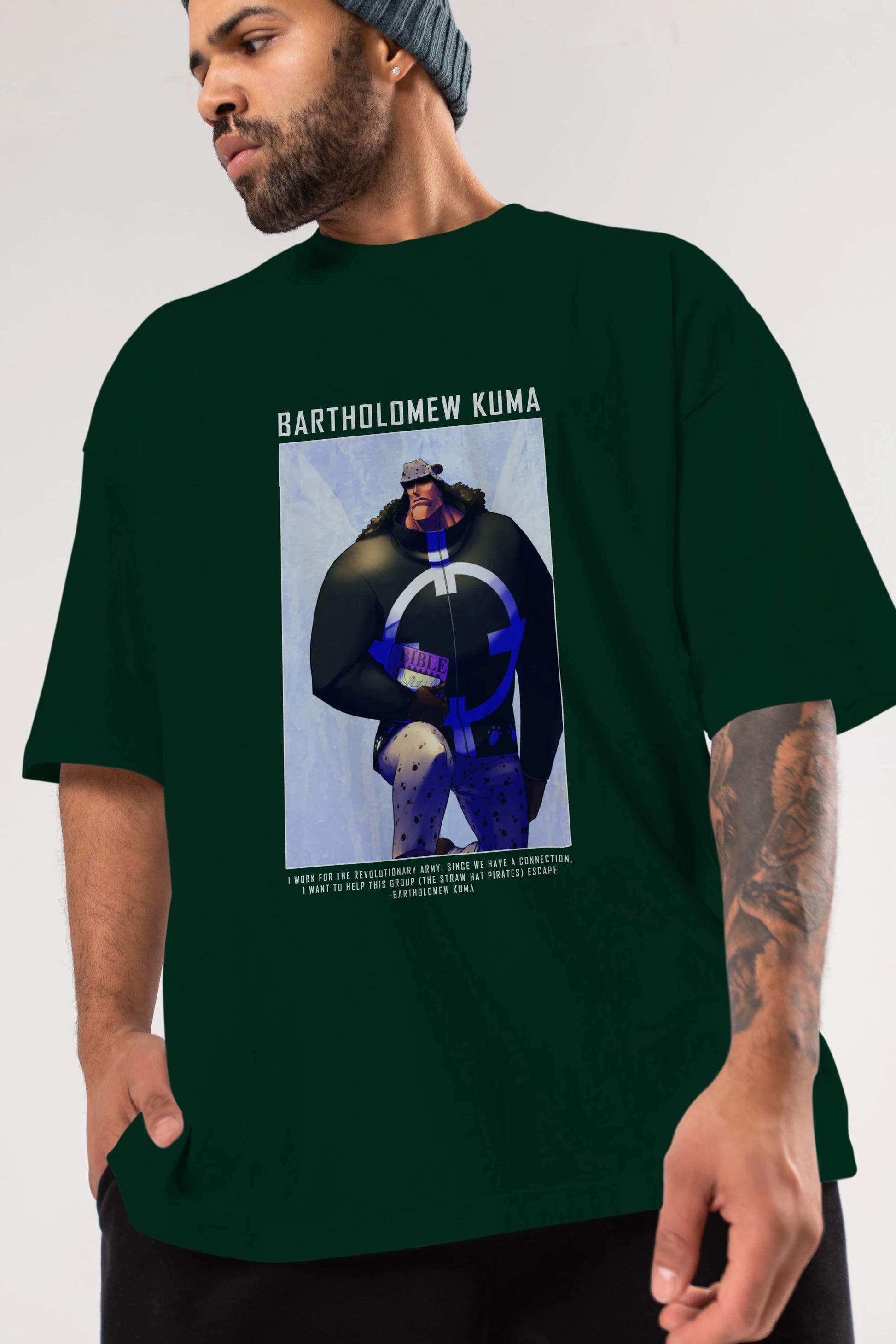 Bartholomew Kuma Anime Ön Baskılı Oversize t-shirt Erkek Kadın Unisex